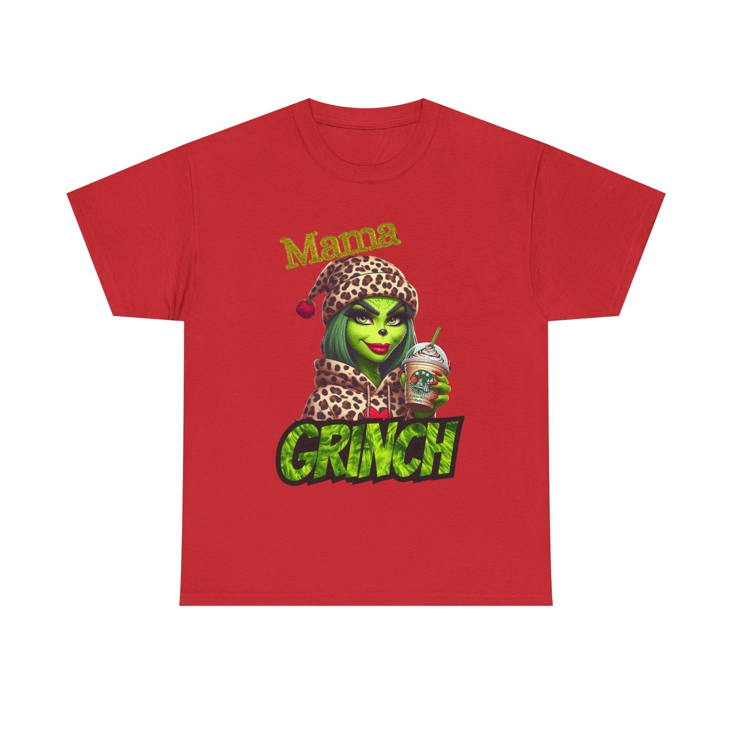 Mama Grinch Unisex Heavy Cotton Tee, Cozy Holiday Shirt, Funny Gift for Moms, Christmas Apparel, Party Tee