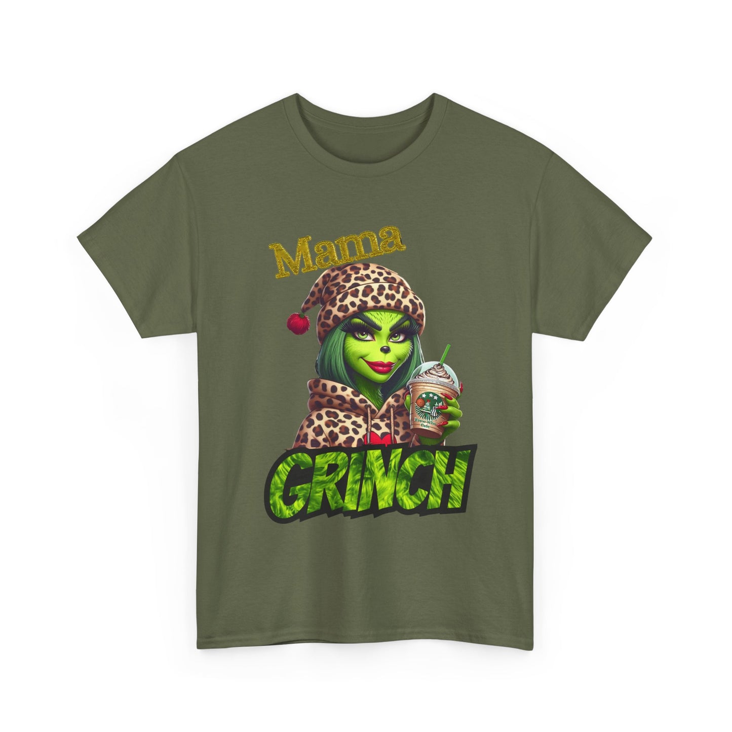 Mama Grinch Unisex Heavy Cotton Tee, Cozy Holiday Shirt, Funny Gift for Moms, Christmas Apparel, Party Tee
