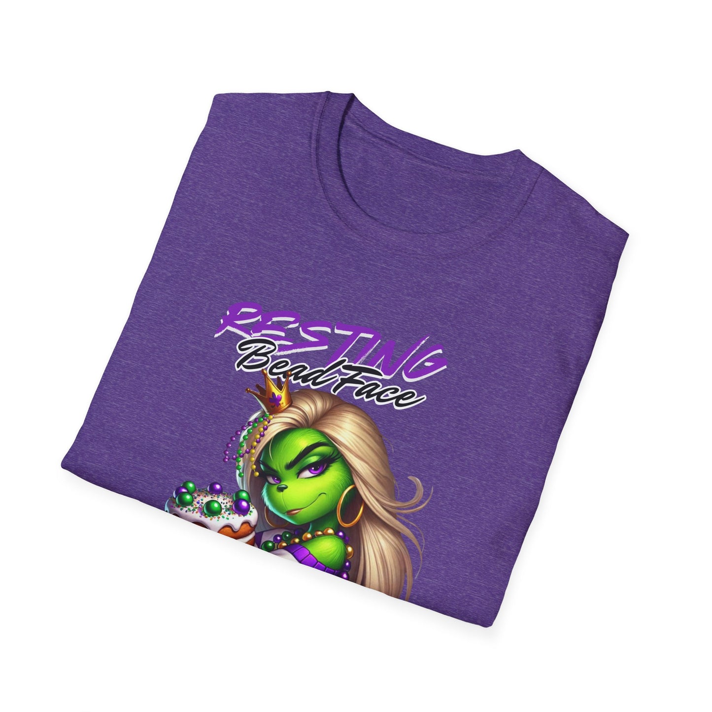 Resting Bead Face Grinch shirt, Mardi Gras Shirt, Grinch Graphic Tee, Fat Tuesday Style, Casual Wear, Unique Gift Idea, Unisex Softstyle Tee