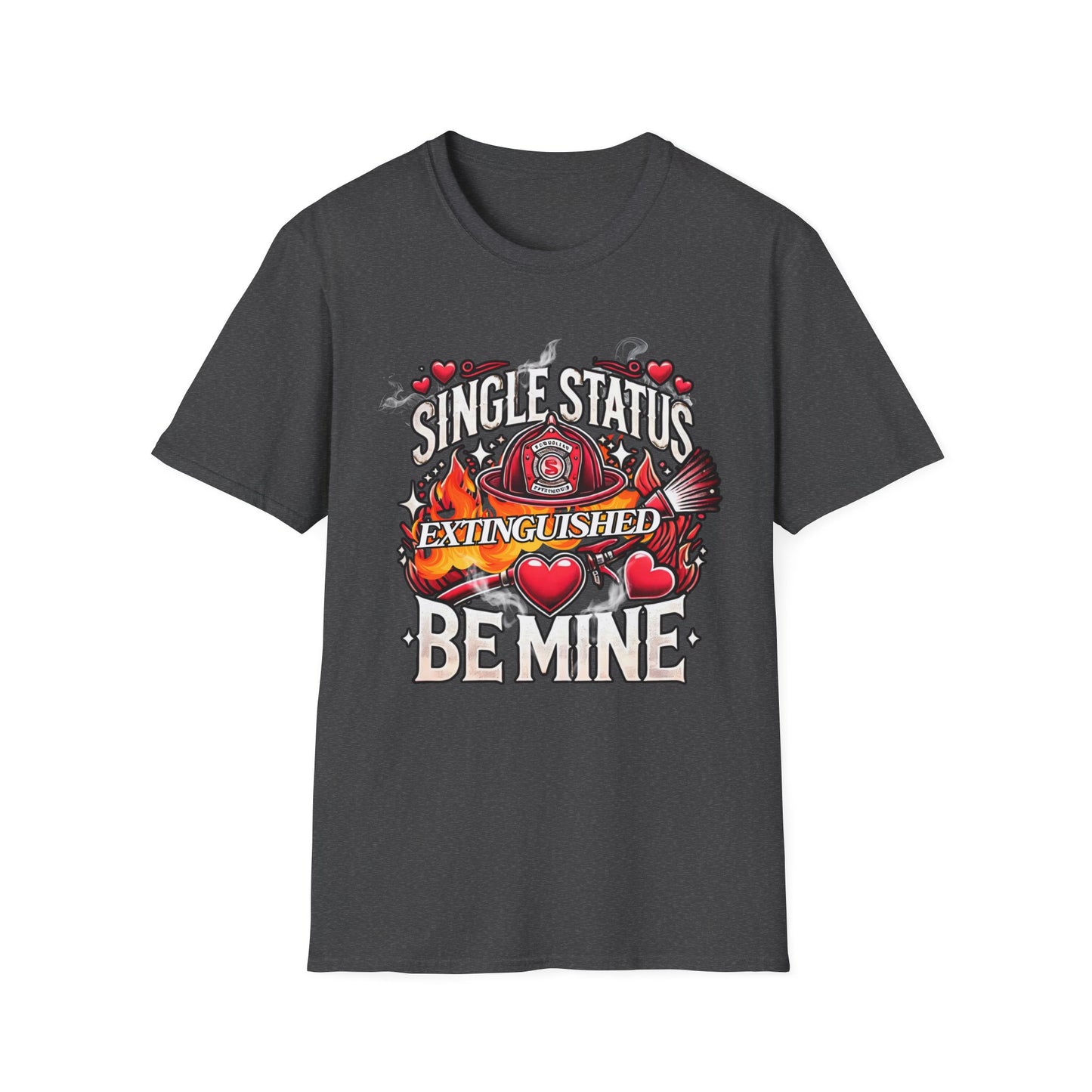 Single Status Be Mine Unisex T-Shirt, Cute Firefighter Fireman Lover Tee Gift for First Responder Friend, Funny love, Valentine's Day Couple