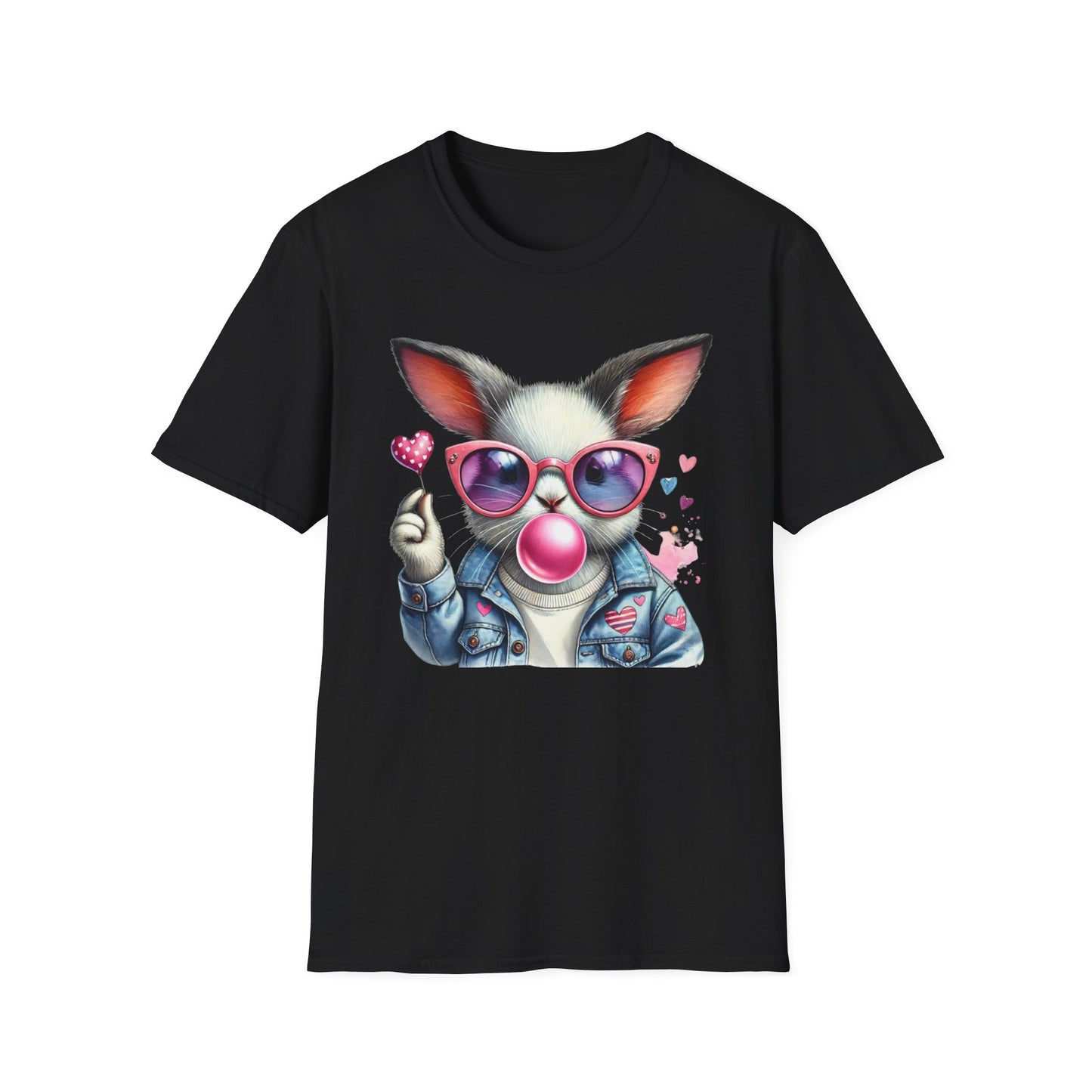 Bubble Gum Bunny Love Graphic Tee, Cute Aesthetic Bunny Rabbit Shirt, Pastel Animal Lover Gift,  Unisex Trendy Bunny Shirt Casual Wear