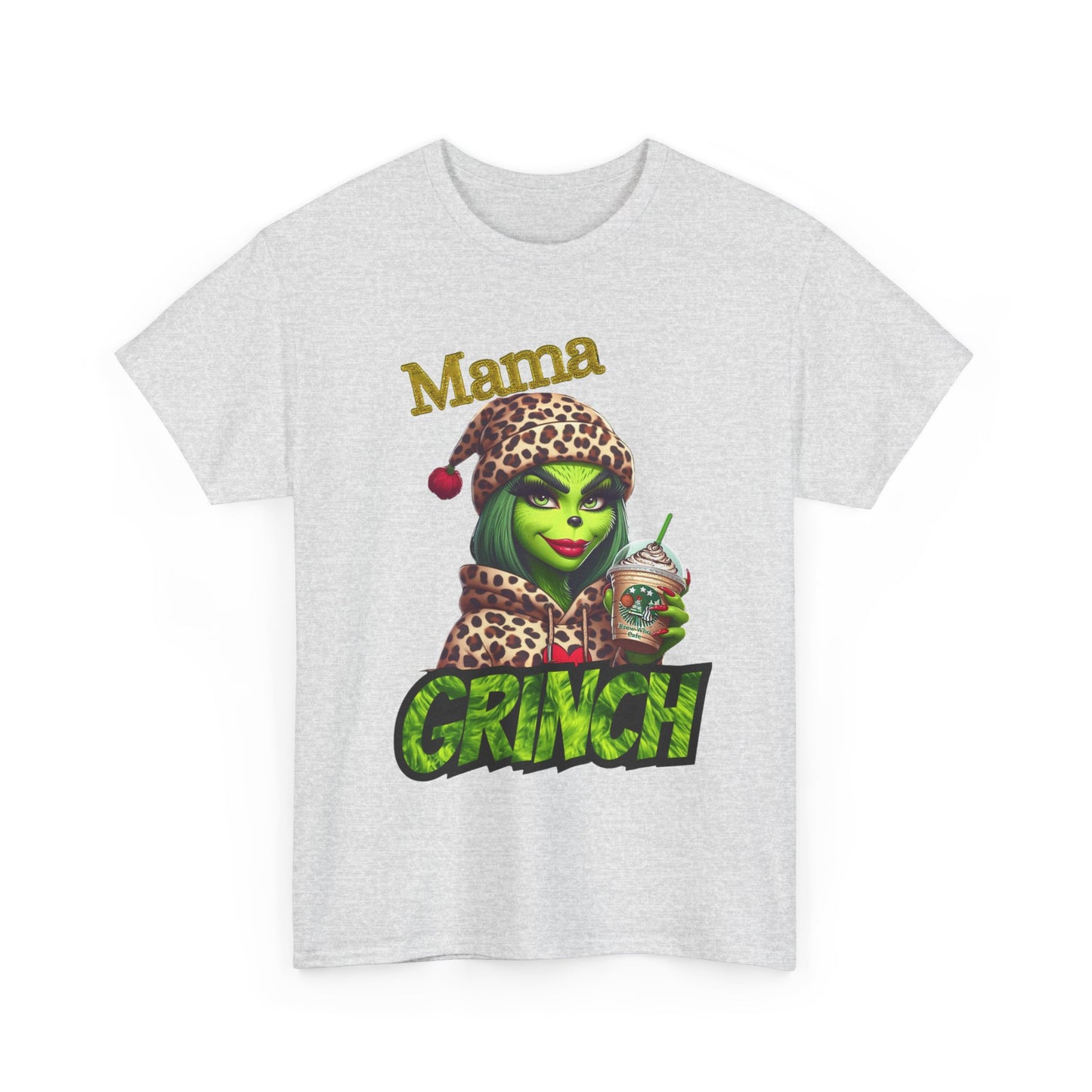 Mama Grinch Unisex Heavy Cotton Tee, Cozy Holiday Shirt, Funny Gift for Moms, Christmas Apparel, Party Tee