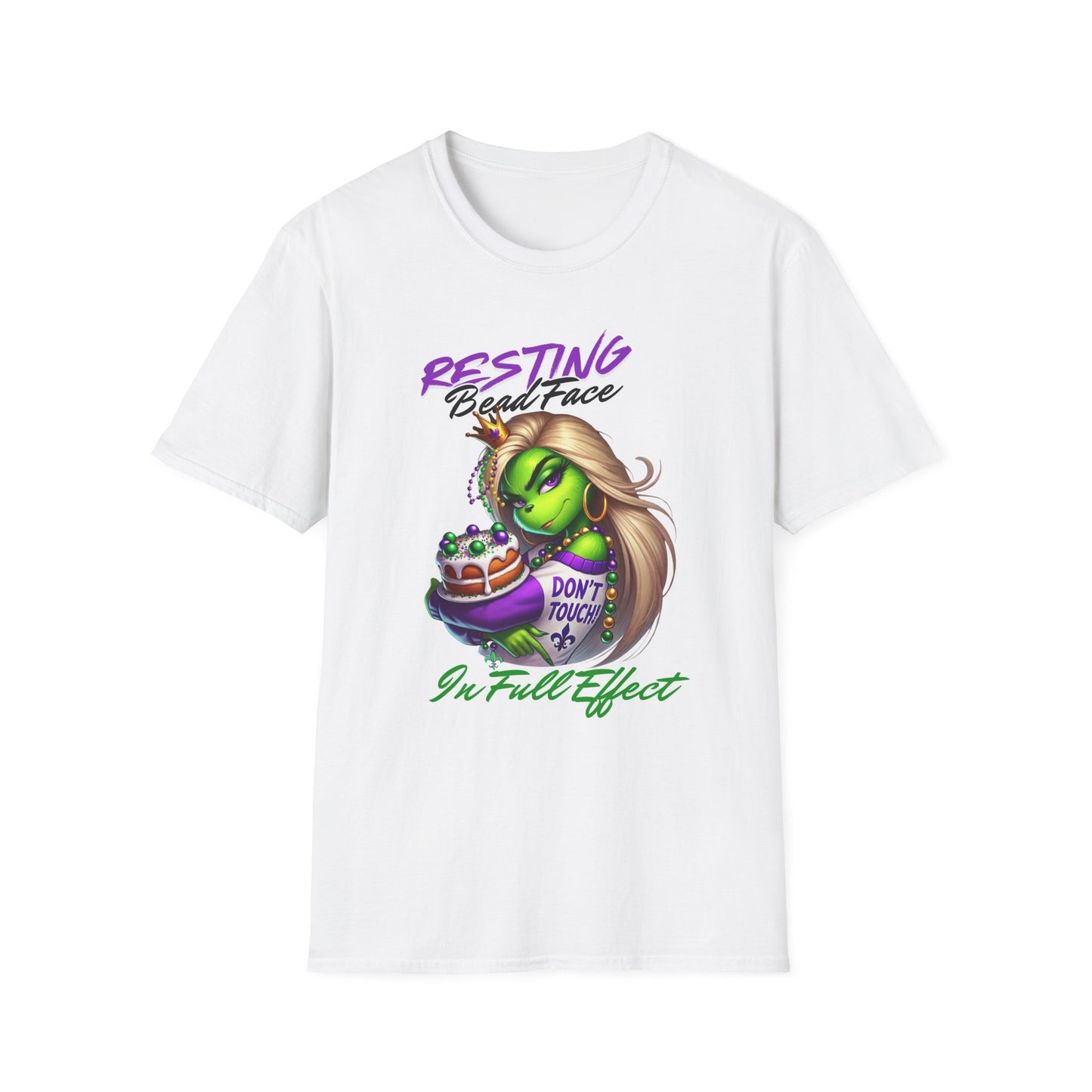 Resting Bead Face Grinch shirt, Mardi Gras Shirt, Grinch Graphic Tee, Fat Tuesday Style, Casual Wear, Unique Gift Idea, Unisex Softstyle Tee