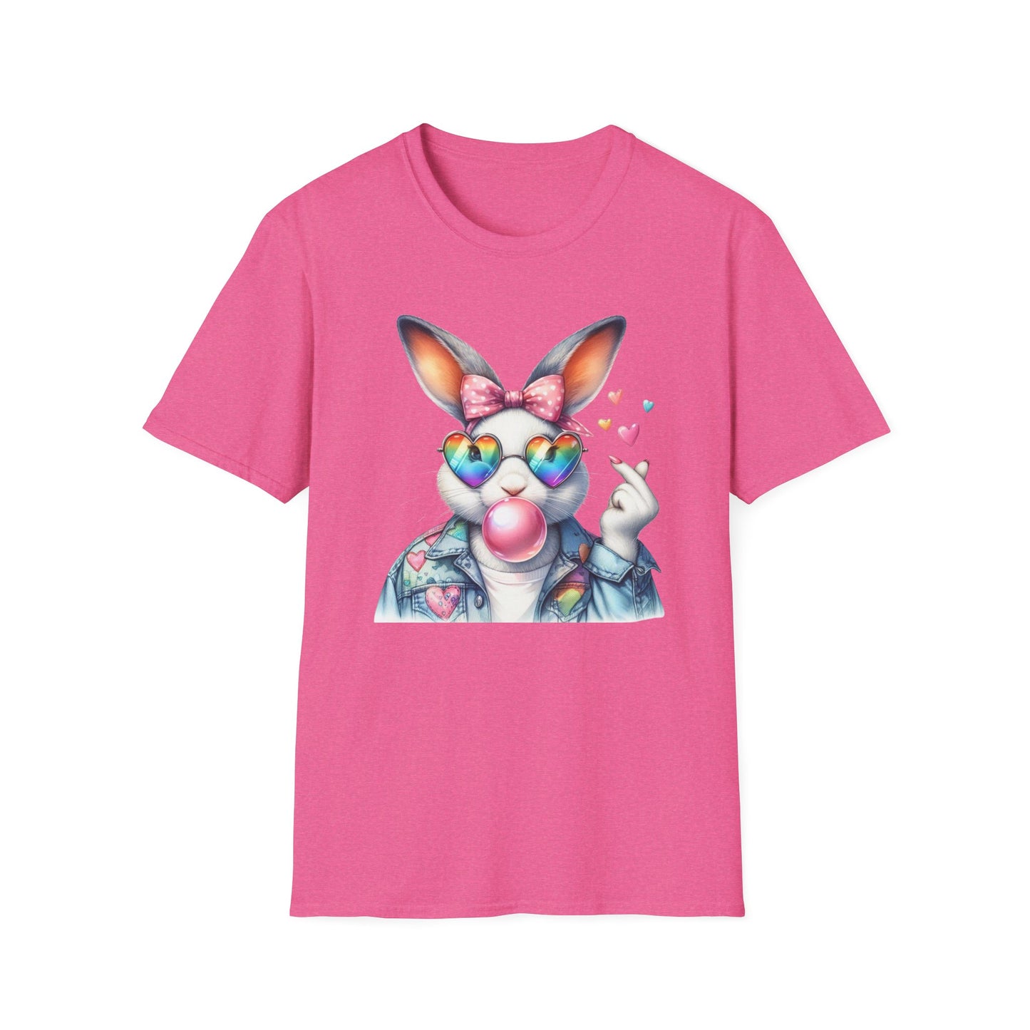 Bubble Gum Bunny Love Graphic Tee, Cute Aesthetic Bunny Rabbit Shirt, Pastel Animal Lover Gift,  Unisex Trendy Bunny Shirt Casual Wear