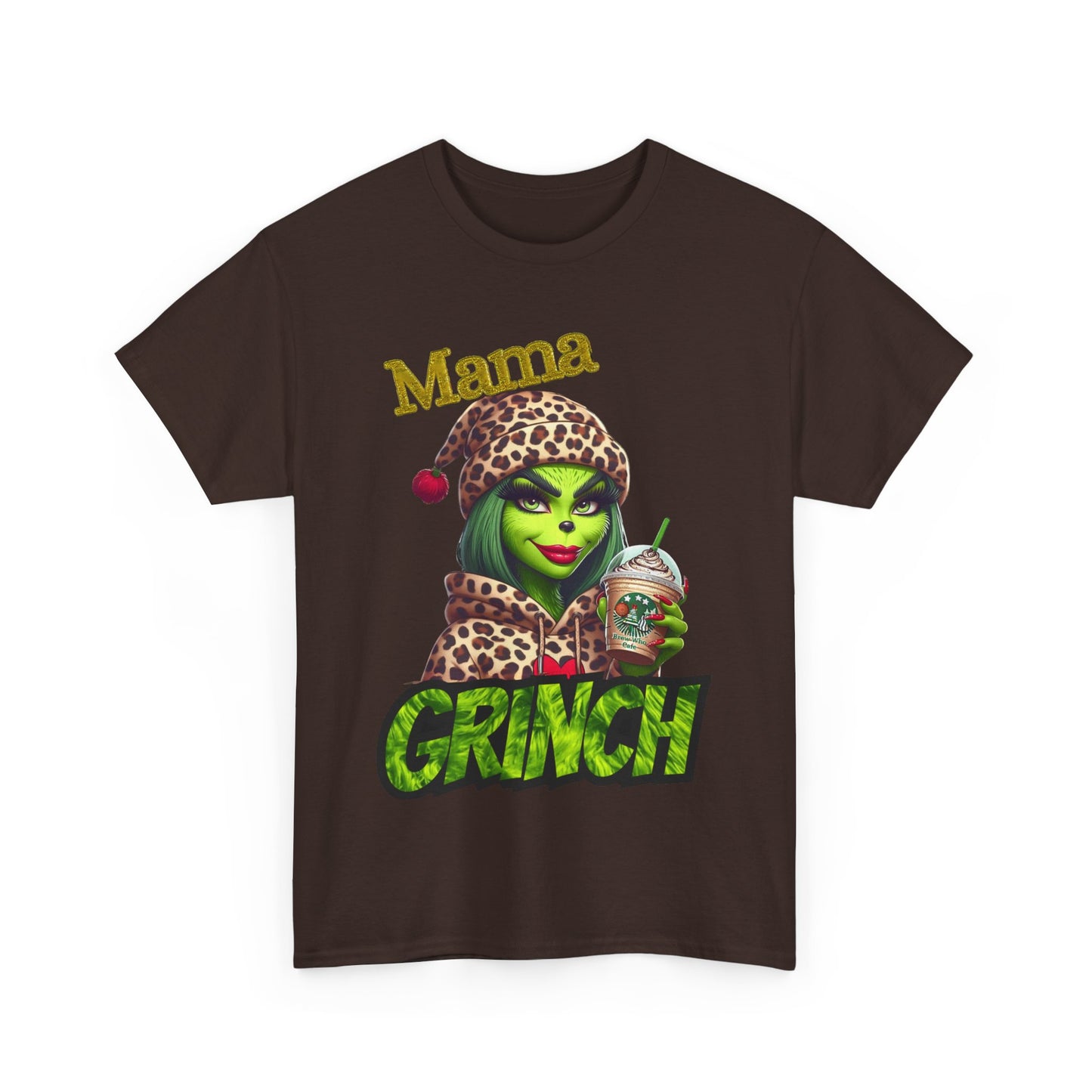 Mama Grinch Unisex Heavy Cotton Tee, Cozy Holiday Shirt, Funny Gift for Moms, Christmas Apparel, Party Tee