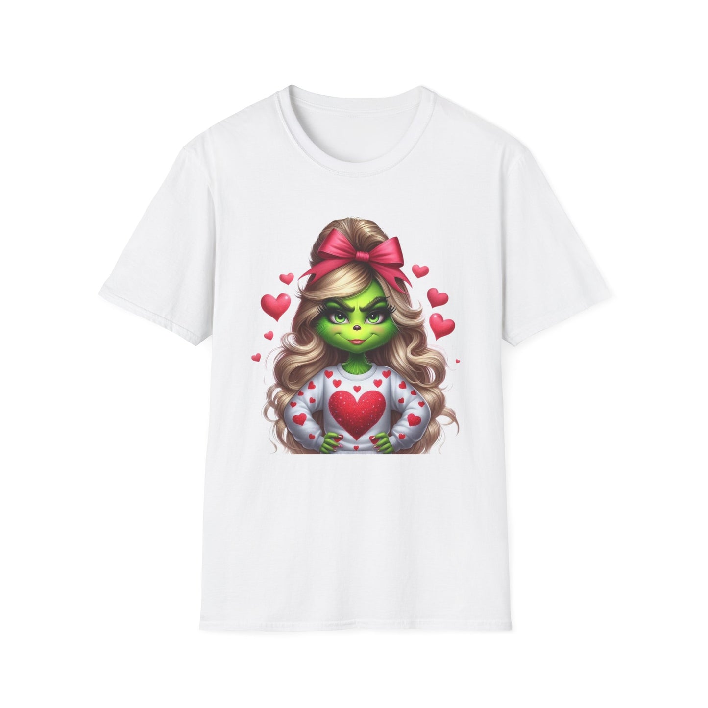 Valentine Grinch shirt, Cute Valentines Day Tee, Grinch Graphic Tee, Trendy Retro Vday, Casual Wear, Unique Gift Idea, Unisex Softstyle Tee