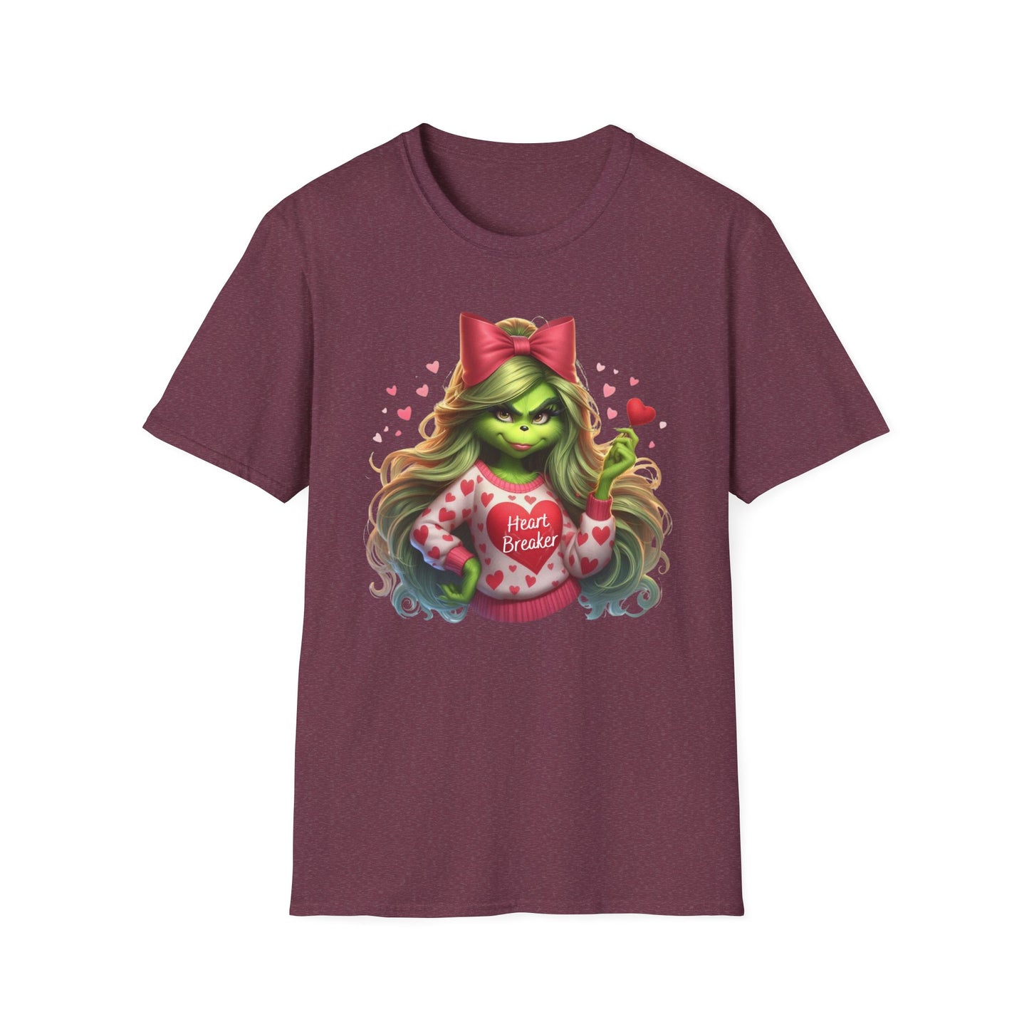 Valentine Grinch shirt, Cute Valentines Day Tee, Grinch Graphic Tee, Trendy Retro Vday, Casual Wear, Unique Gift Idea, Unisex Softstyle Tee