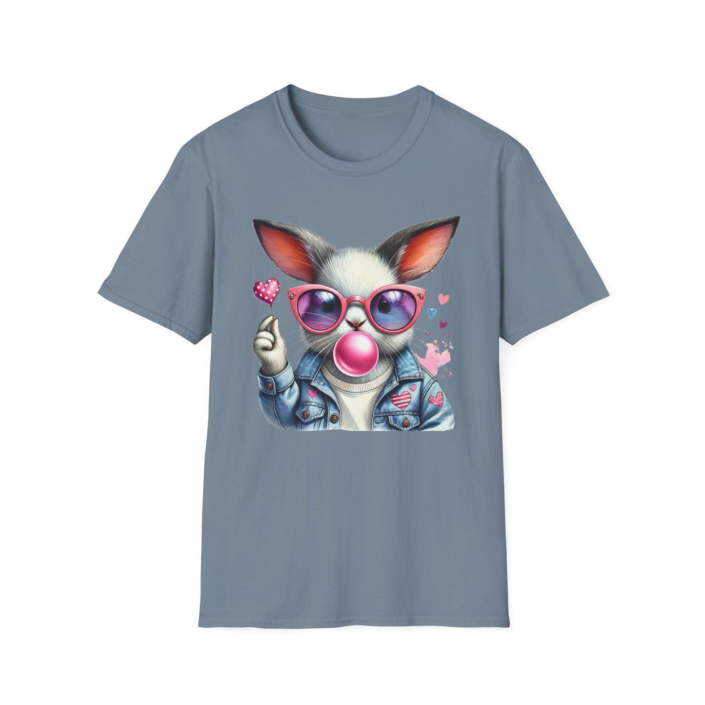 Bubble Gum Bunny Love Graphic Tee, Cute Aesthetic Bunny Rabbit Shirt, Pastel Animal Lover Gift,  Unisex Trendy Bunny Shirt Casual Wear