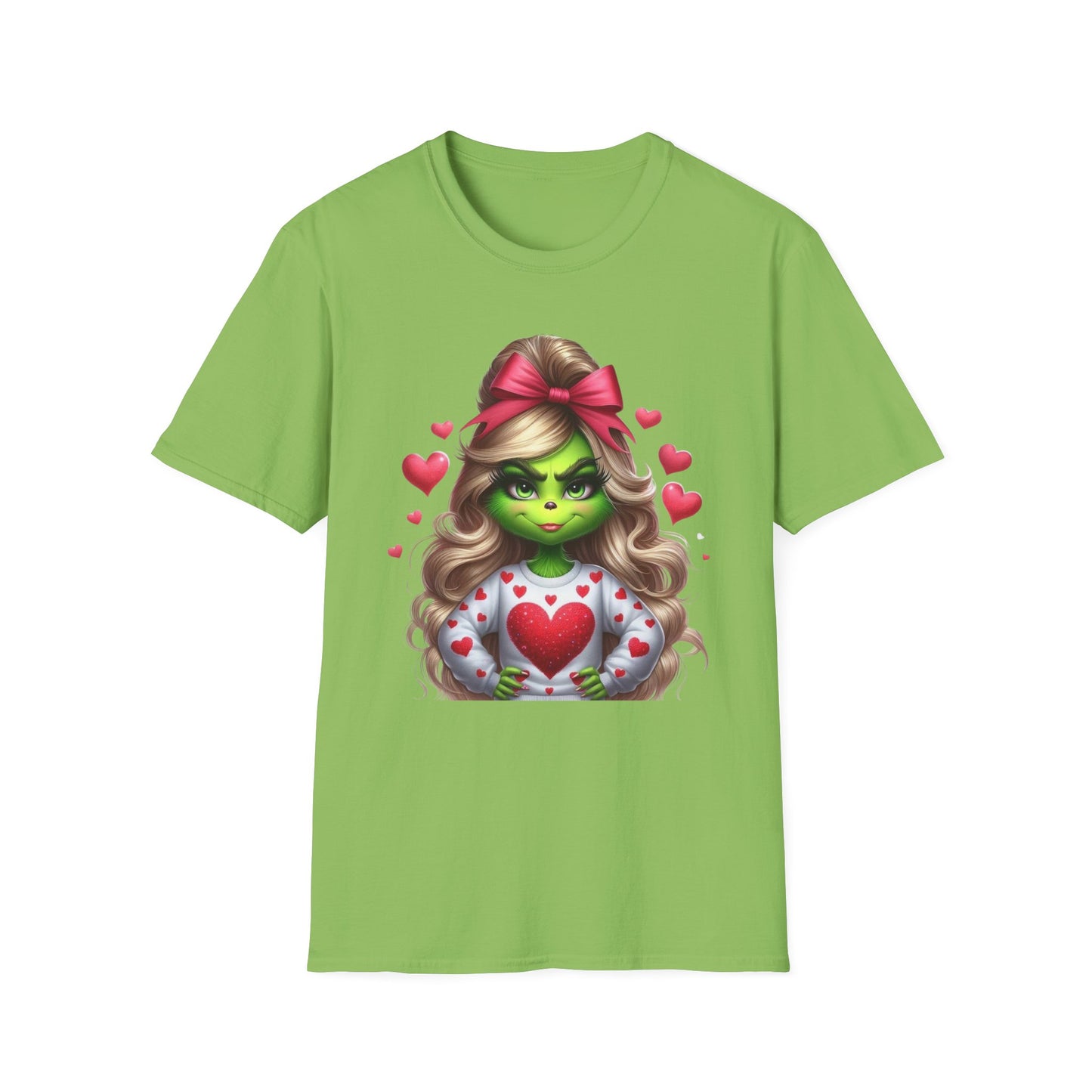 Valentine Grinch shirt, Cute Valentines Day Tee, Grinch Graphic Tee, Trendy Retro Vday, Casual Wear, Unique Gift Idea, Unisex Softstyle Tee