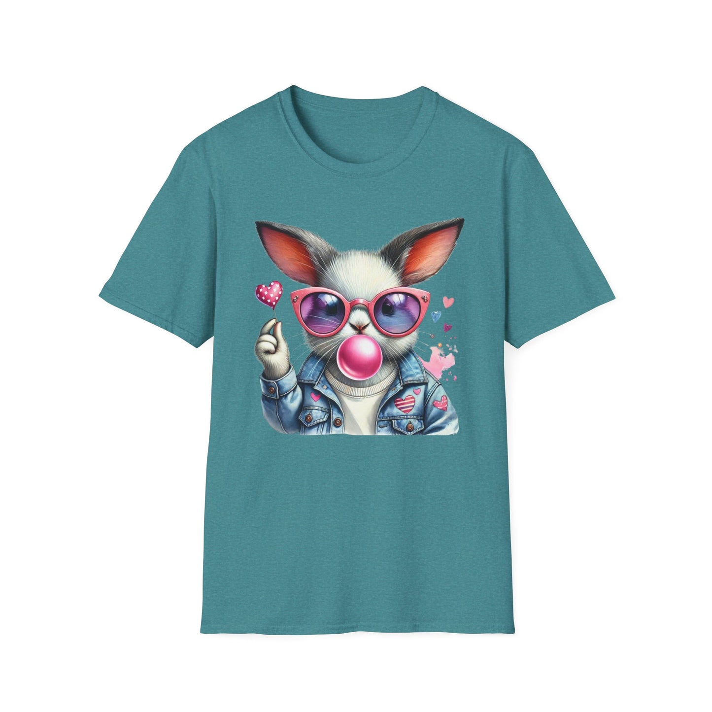 Bubble Gum Bunny Love Graphic Tee, Cute Aesthetic Bunny Rabbit Shirt, Pastel Animal Lover Gift,  Unisex Trendy Bunny Shirt Casual Wear