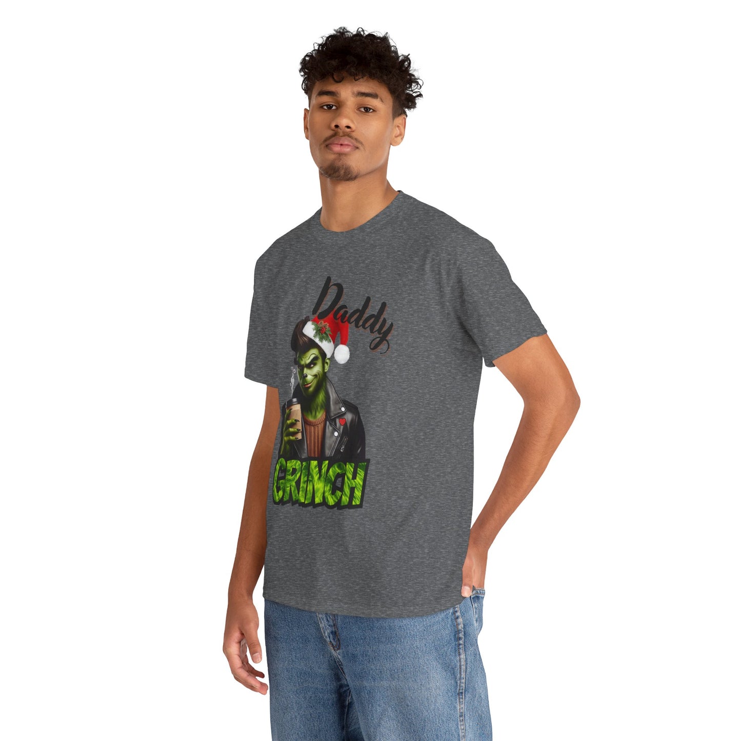 Daddy Grinch Unisex Heavy Cotton Tee, Funny Christmas Shirt, Holiday Humor Tee, Grinch Fan Gift, Festive Casual Wear