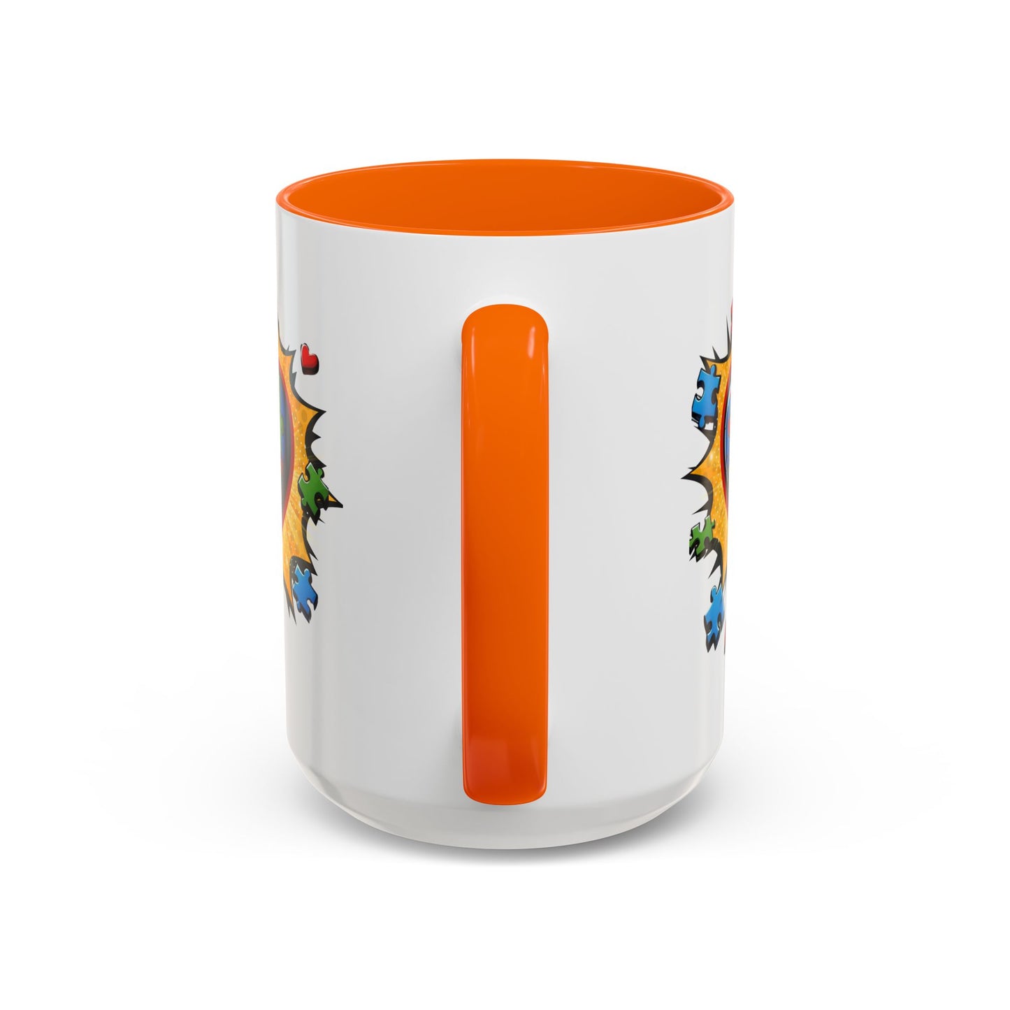 Autism Awareness Mug 11 oz or 15 oz Accent Color Coffee Tea Mug Color Handle Cup, Autism Support Gift, ASD Neurodiversity Inclusion Mug
