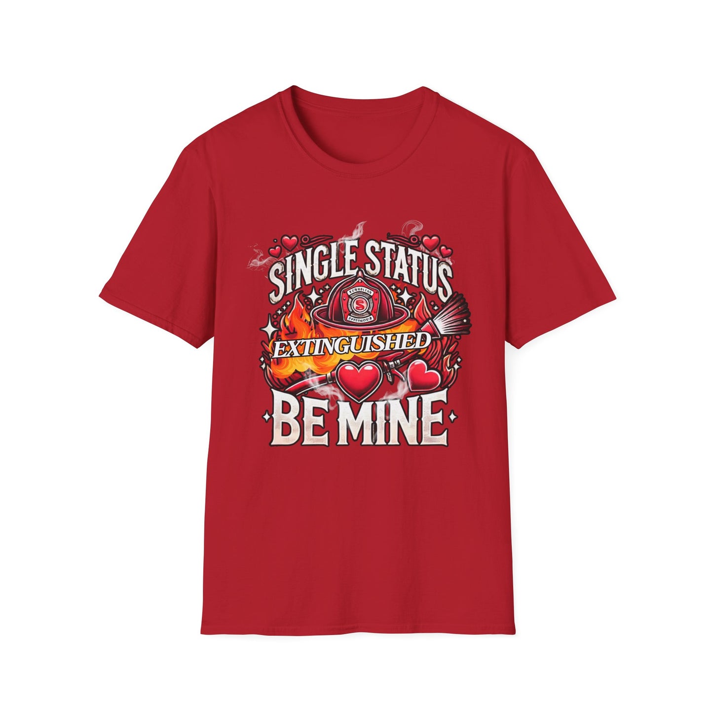 Single Status Be Mine Unisex T-Shirt, Cute Firefighter Fireman Lover Tee Gift for First Responder Friend, Funny love, Valentine's Day Couple