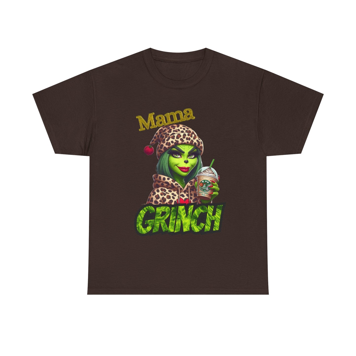 Mama Grinch Unisex Heavy Cotton Tee, Cozy Holiday Shirt, Funny Gift for Moms, Christmas Apparel, Party Tee