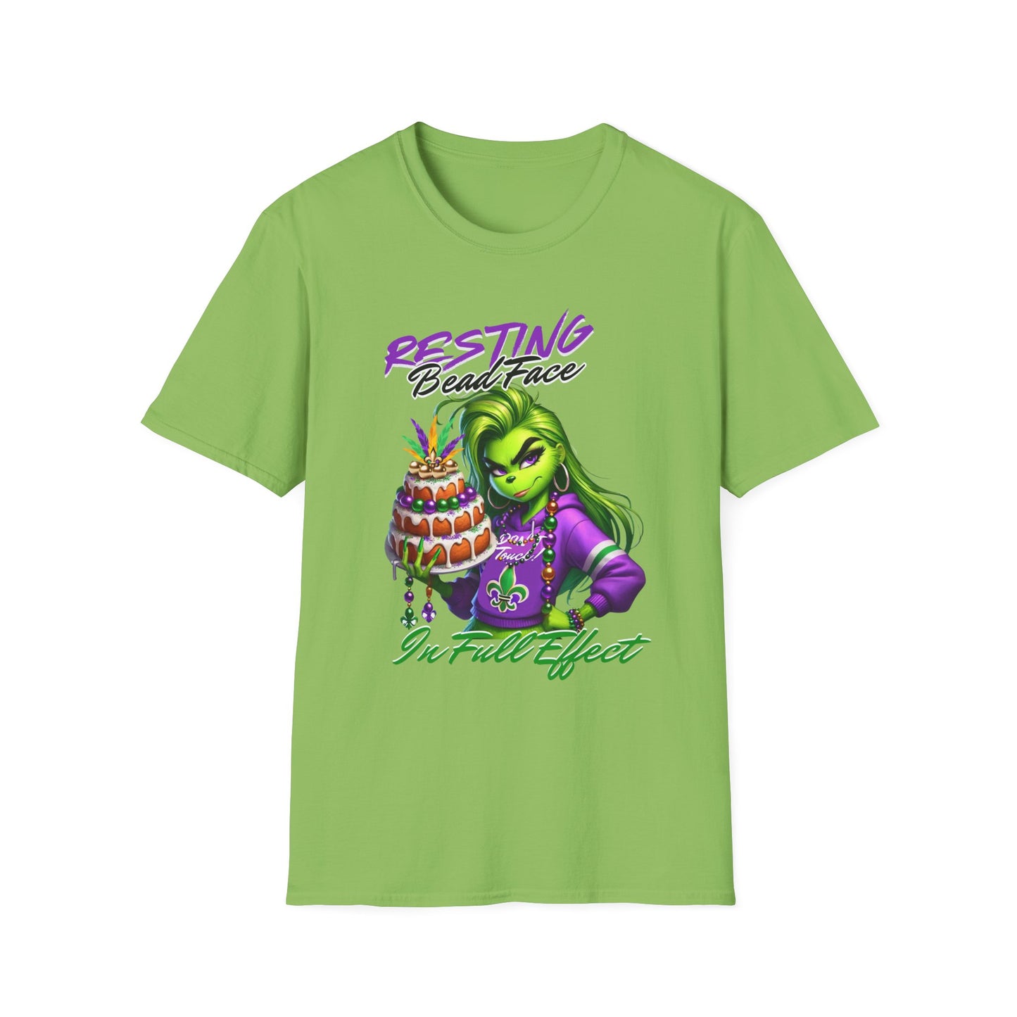 Resting Bead Face Grinch shirt, Mardi Gras Shirt, Grinch Graphic Tee, Fat Tuesday Style, Casual Wear, Unique Gift Idea, Unisex Softstyle Tee