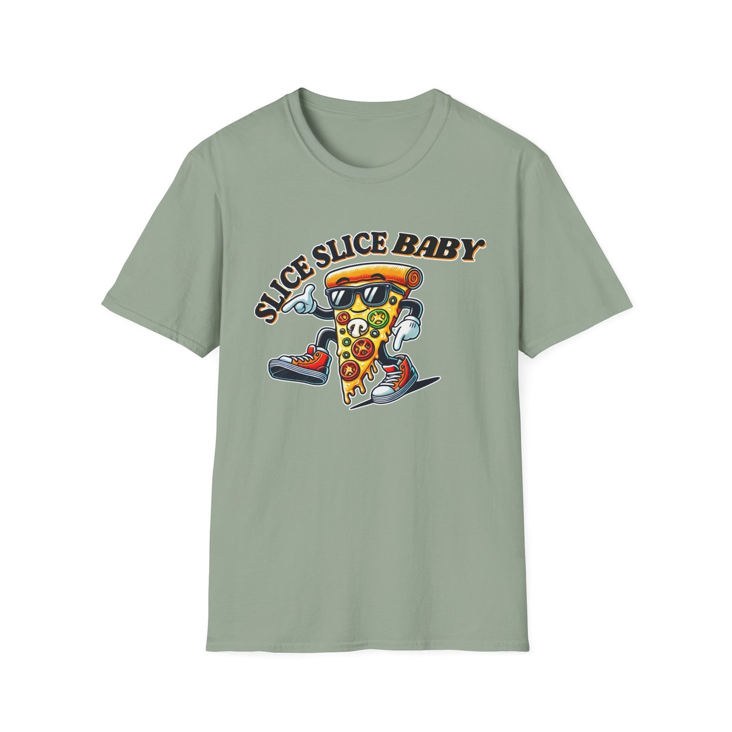 Slice Slice Baby Pizza T-Shirt, Funny Pizza Lover Tee, Foodie Gift, Cool Graphic Tee Casual Wear, Unique Gift Idea, Unisex Softstyle Tee