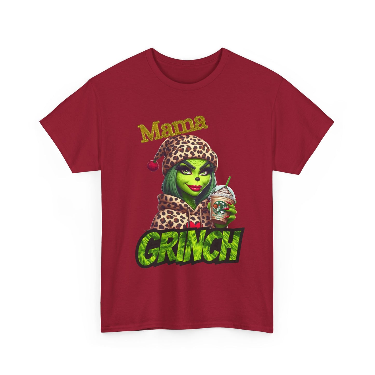 Mama Grinch Unisex Heavy Cotton Tee, Cozy Holiday Shirt, Funny Gift for Moms, Christmas Apparel, Party Tee