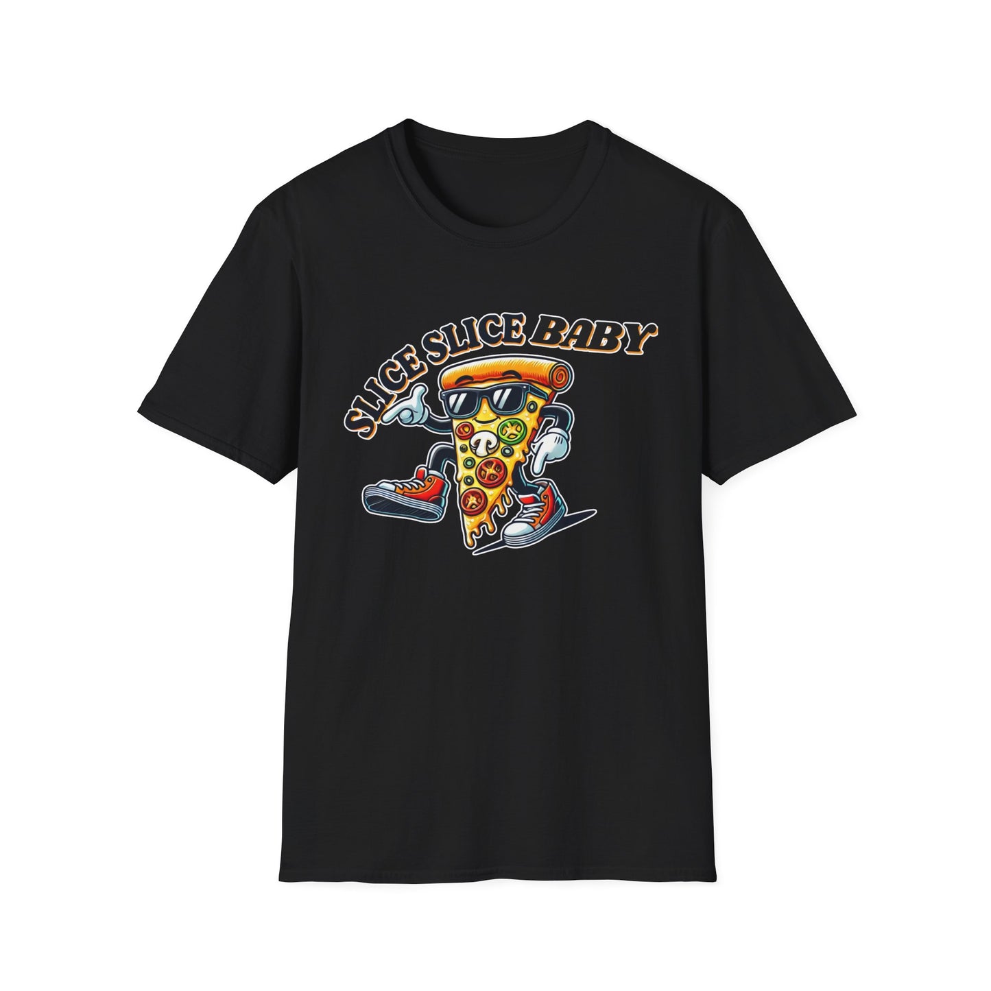 Slice Slice Baby Pizza T-Shirt, Funny Pizza Lover Tee, Foodie Gift, Cool Graphic Tee Casual Wear, Unique Gift Idea, Unisex Softstyle Tee