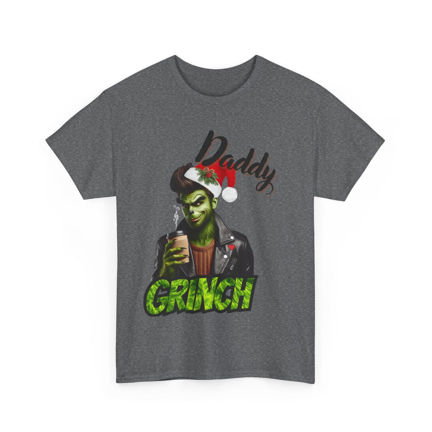 Daddy Grinch Unisex Heavy Cotton Tee, Funny Christmas Shirt, Holiday Humor Tee, Grinch Fan Gift, Festive Casual Wear