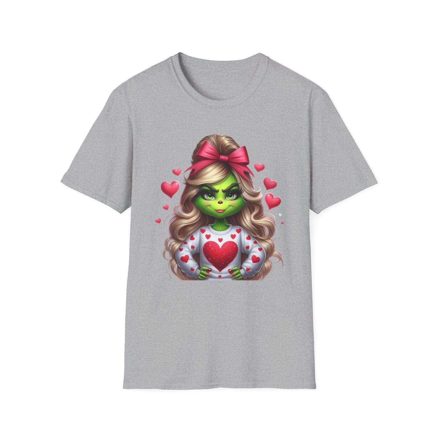 Valentine Grinch shirt, Cute Valentines Day Tee, Grinch Graphic Tee, Trendy Retro Vday, Casual Wear, Unique Gift Idea, Unisex Softstyle Tee