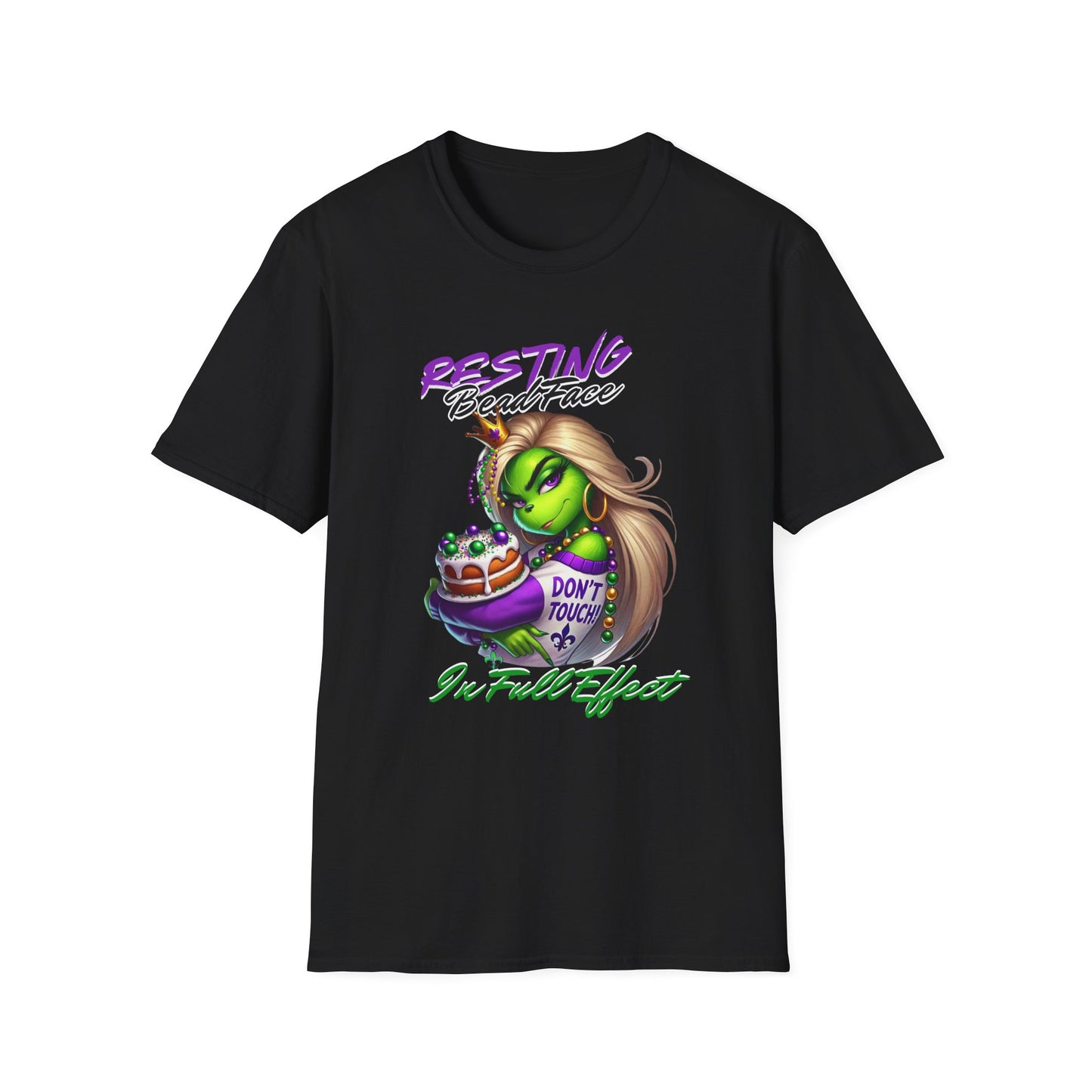 Resting Bead Face Grinch shirt, Mardi Gras Shirt, Grinch Graphic Tee, Fat Tuesday Style, Casual Wear, Unique Gift Idea, Unisex Softstyle Tee