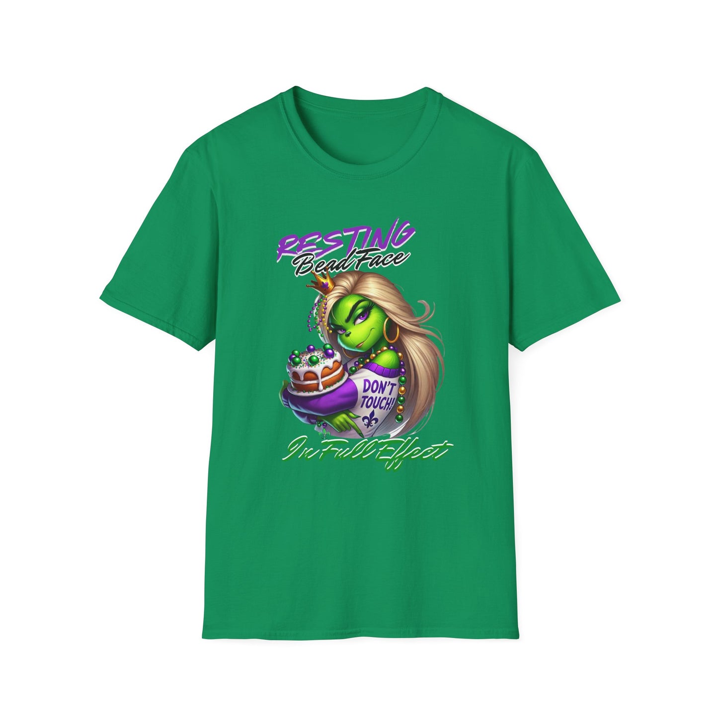 Resting Bead Face Grinch shirt, Mardi Gras Shirt, Grinch Graphic Tee, Fat Tuesday Style, Casual Wear, Unique Gift Idea, Unisex Softstyle Tee