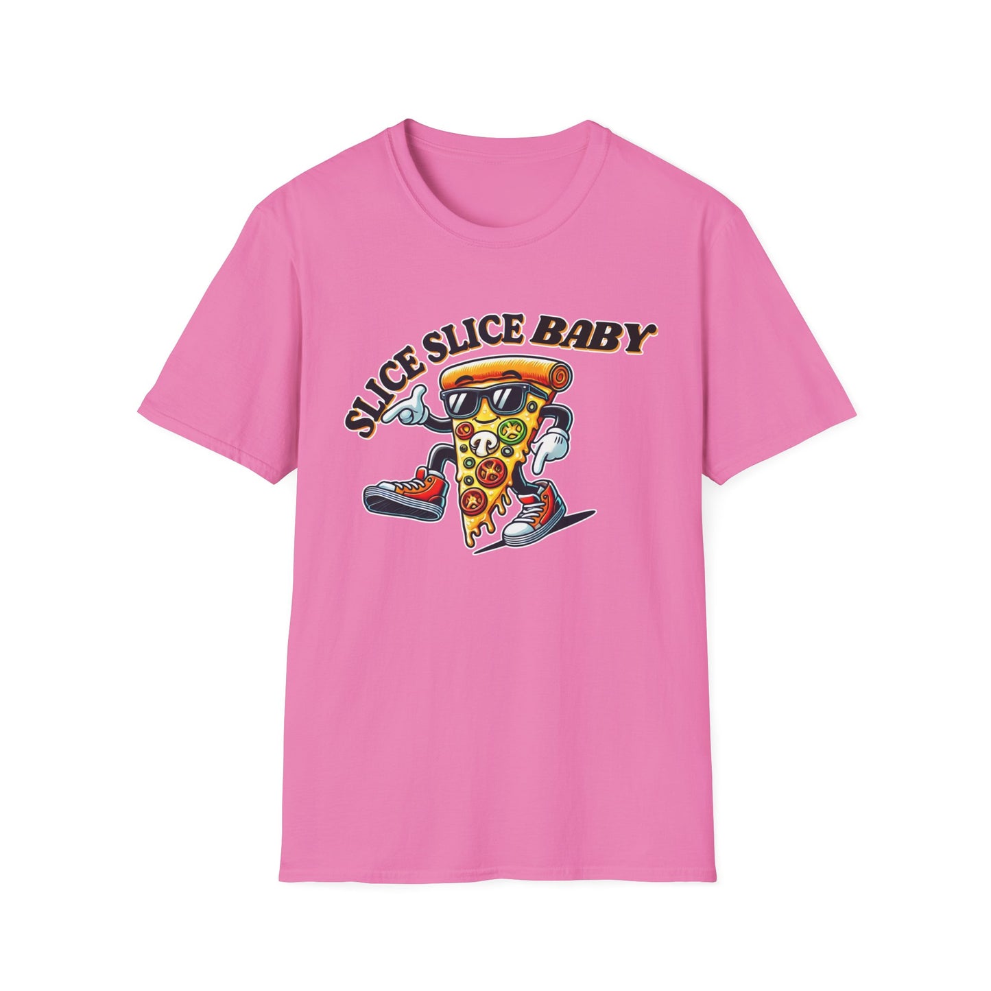 Slice Slice Baby Pizza T-Shirt, Funny Pizza Lover Tee, Foodie Gift, Cool Graphic Tee Casual Wear, Unique Gift Idea, Unisex Softstyle Tee