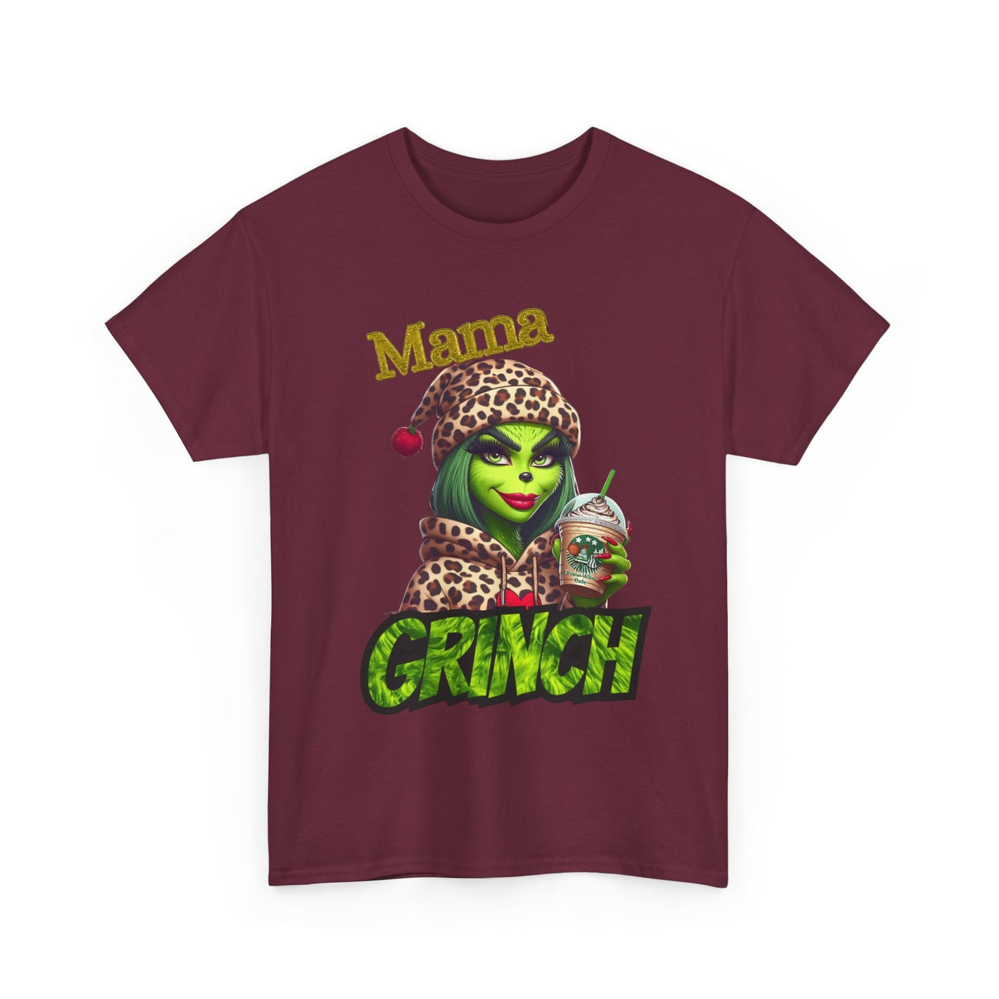 Mama Grinch Unisex Heavy Cotton Tee, Cozy Holiday Shirt, Funny Gift for Moms, Christmas Apparel, Party Tee