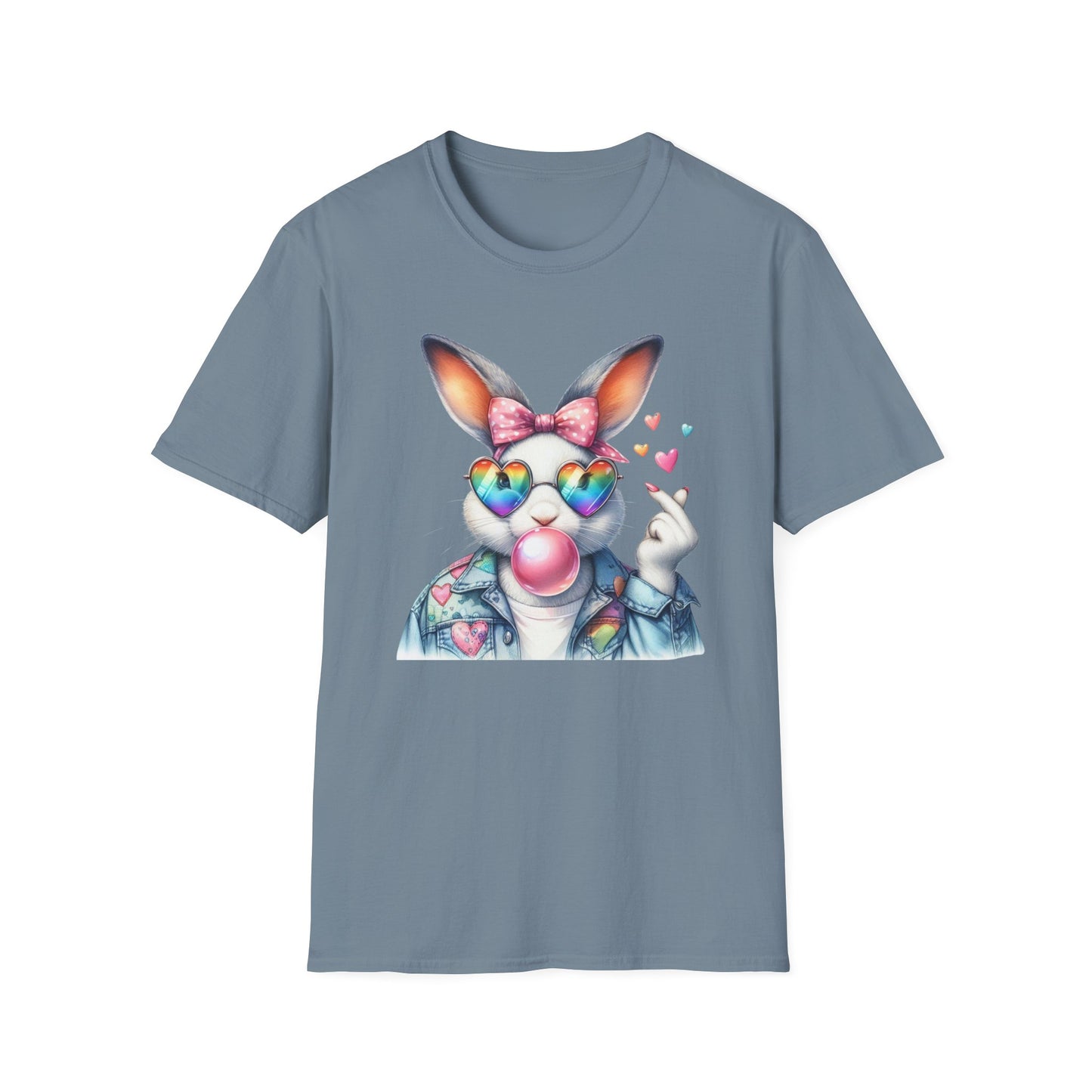 Bubble Gum Bunny Love Graphic Tee, Cute Aesthetic Bunny Rabbit Shirt, Pastel Animal Lover Gift,  Unisex Trendy Bunny Shirt Casual Wear