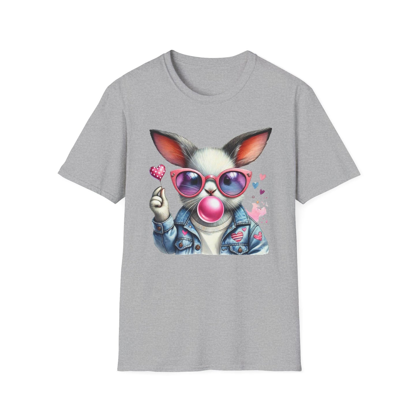 Bubble Gum Bunny Love Graphic Tee, Cute Aesthetic Bunny Rabbit Shirt, Pastel Animal Lover Gift,  Unisex Trendy Bunny Shirt Casual Wear