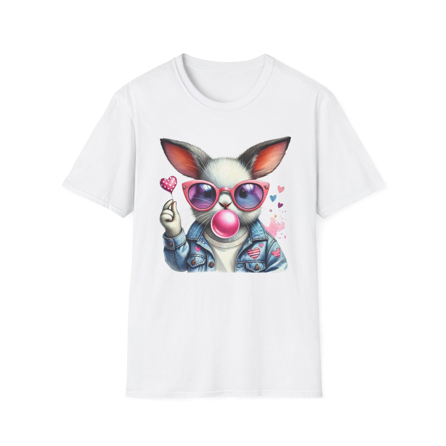 Bubble Gum Bunny Love Graphic Tee, Cute Aesthetic Bunny Rabbit Shirt, Pastel Animal Lover Gift,  Unisex Trendy Bunny Shirt Casual Wear