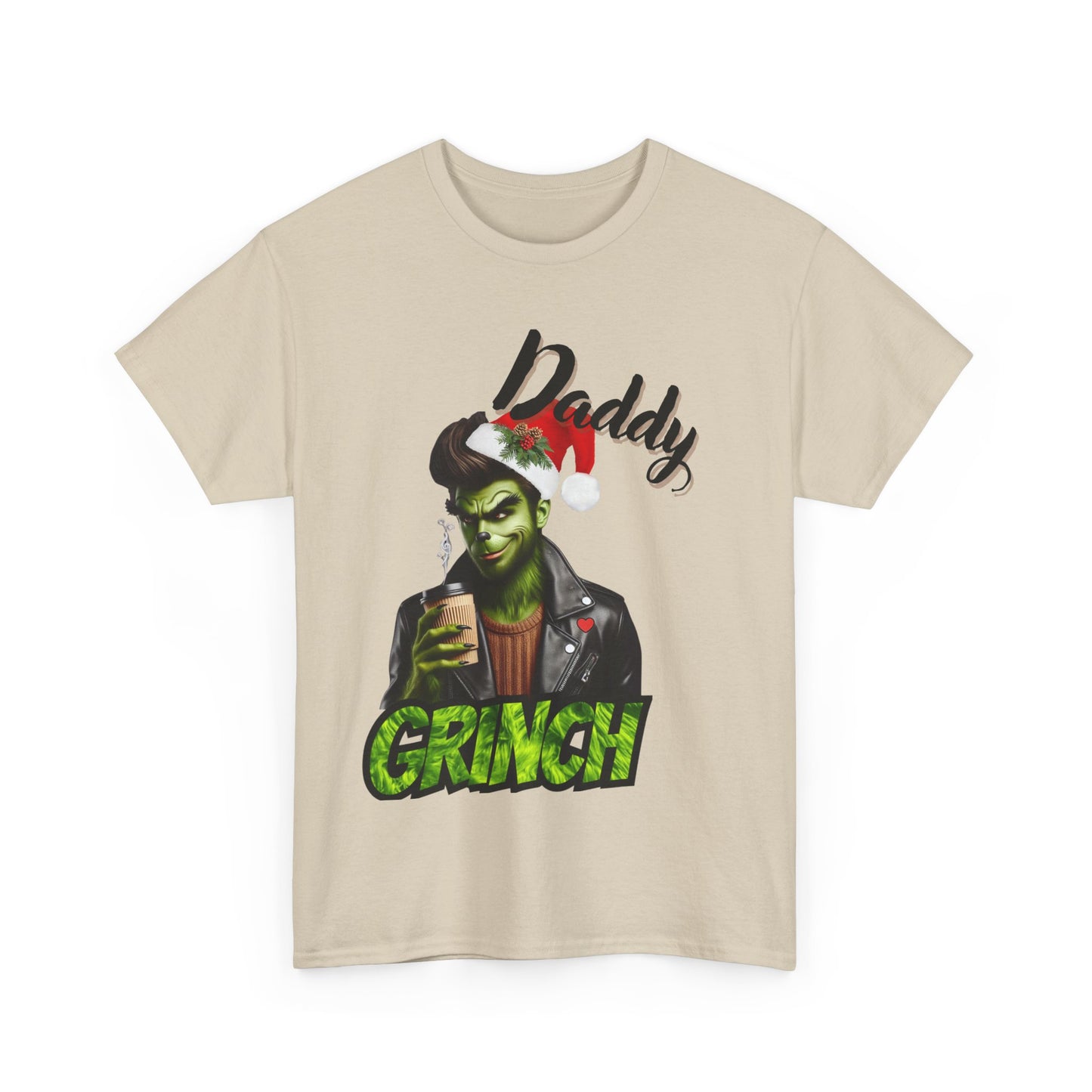 Daddy Grinch Unisex Heavy Cotton Tee, Funny Christmas Shirt, Holiday Humor Tee, Grinch Fan Gift, Festive Casual Wear