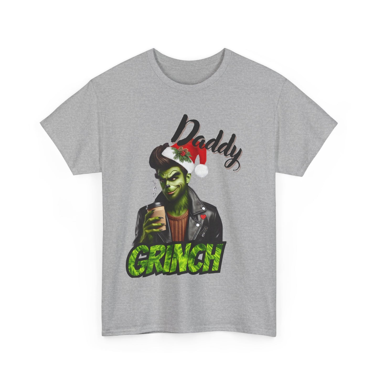 Daddy Grinch Unisex Heavy Cotton Tee, Funny Christmas Shirt, Holiday Humor Tee, Grinch Fan Gift, Festive Casual Wear