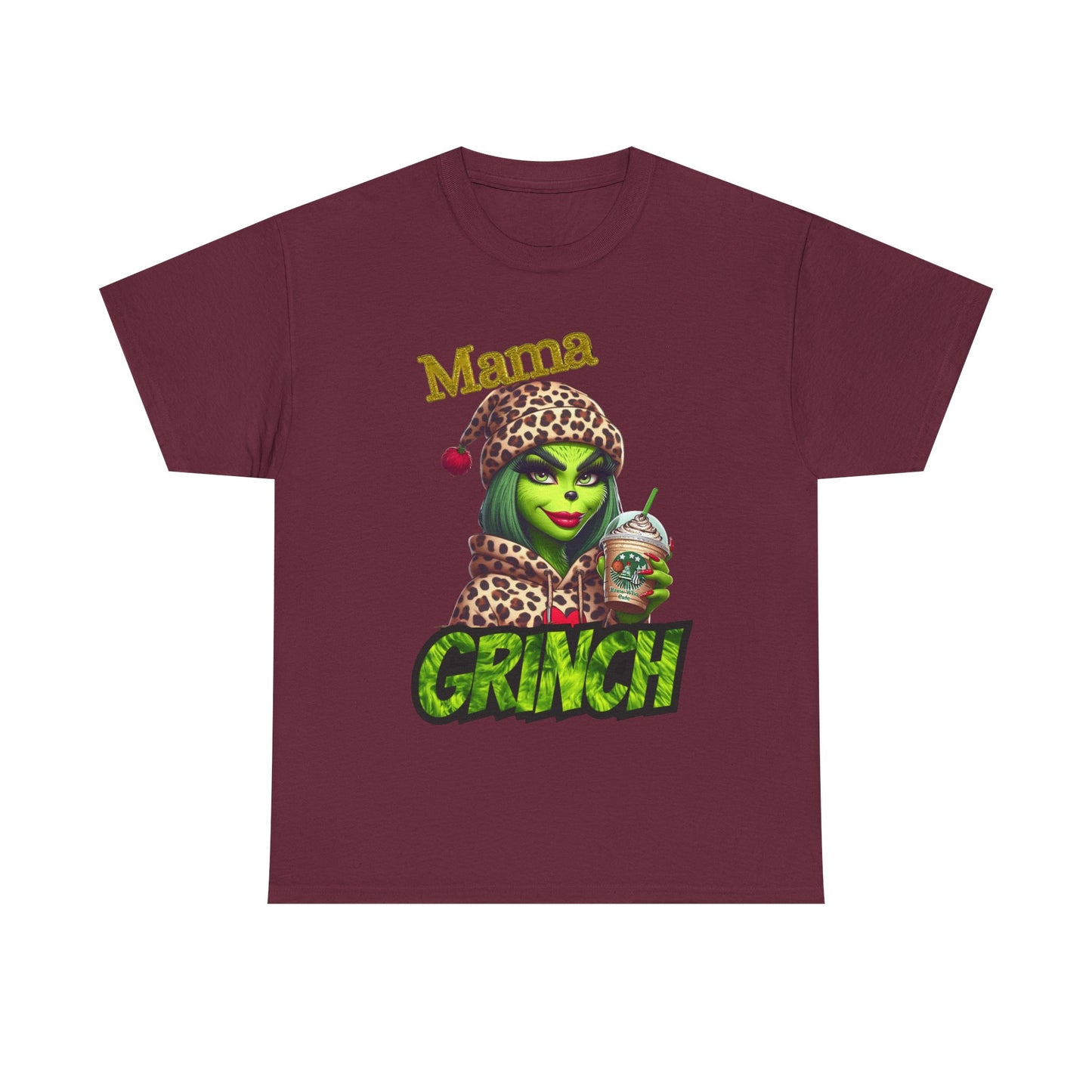 Mama Grinch Unisex Heavy Cotton Tee, Cozy Holiday Shirt, Funny Gift for Moms, Christmas Apparel, Party Tee