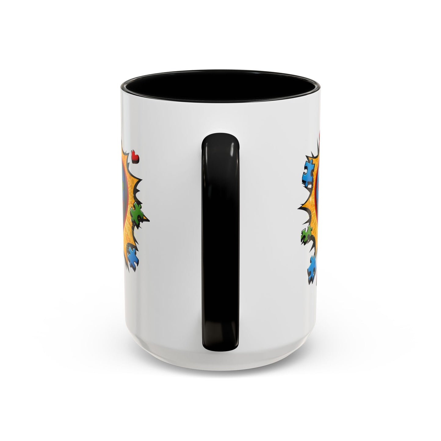 Autism Awareness Mug 11 oz or 15 oz Accent Color Coffee Tea Mug Color Handle Cup, Autism Support Gift, ASD Neurodiversity Inclusion Mug
