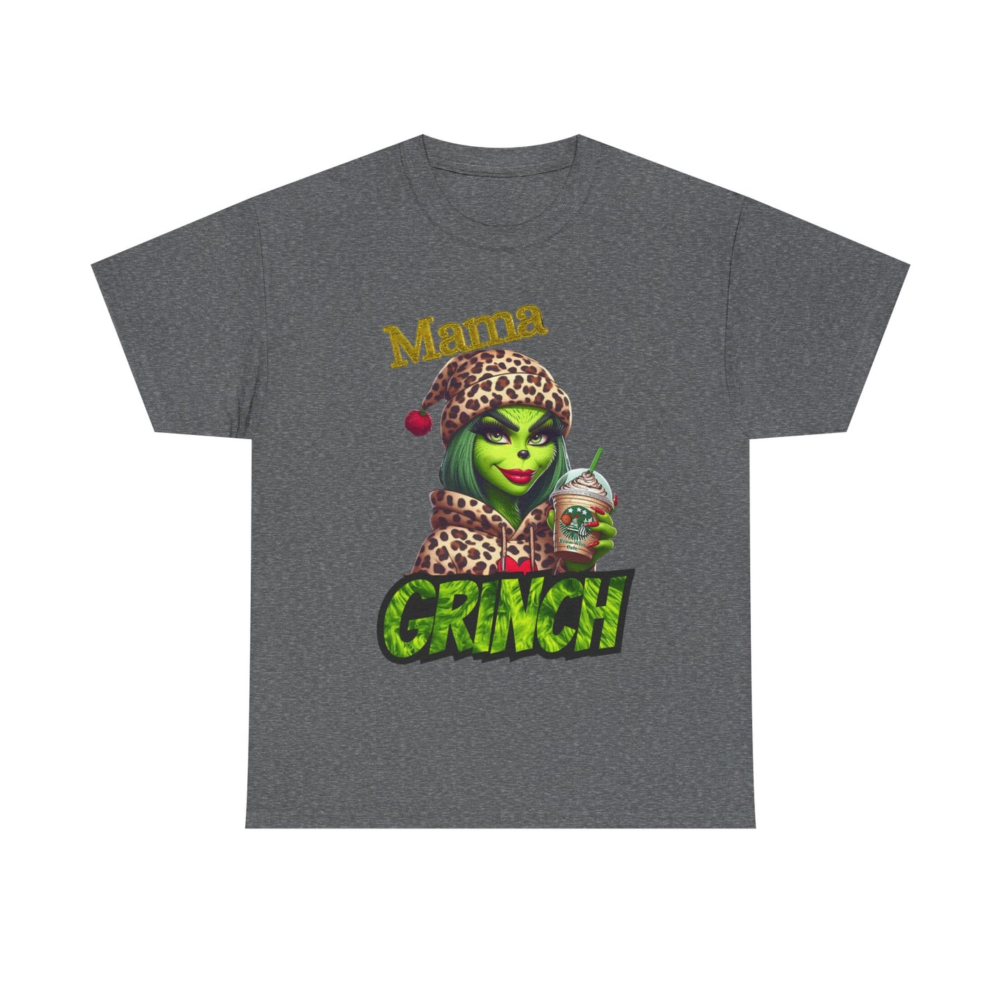 Mama Grinch Unisex Heavy Cotton Tee, Cozy Holiday Shirt, Funny Gift for Moms, Christmas Apparel, Party Tee