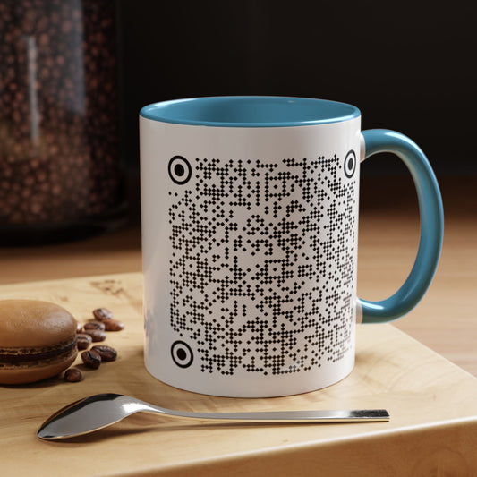 Subtle QR Code Accent Color Coffee Tea Mug F*ck Trump, Unique Sarcastic Anti Trump Gift, Music Video Message Color Handle Cup, Take A Stand