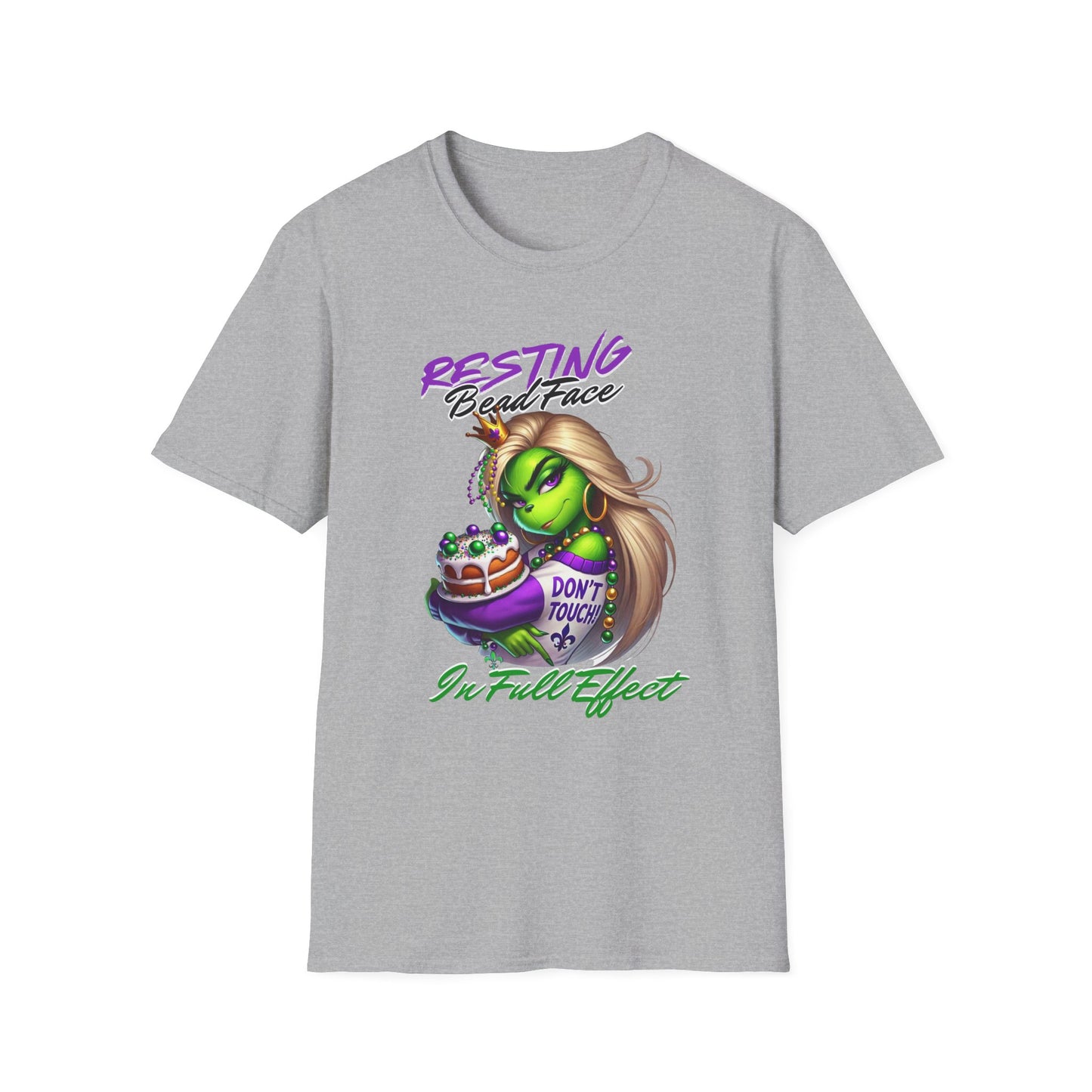 Resting Bead Face Grinch shirt, Mardi Gras Shirt, Grinch Graphic Tee, Fat Tuesday Style, Casual Wear, Unique Gift Idea, Unisex Softstyle Tee