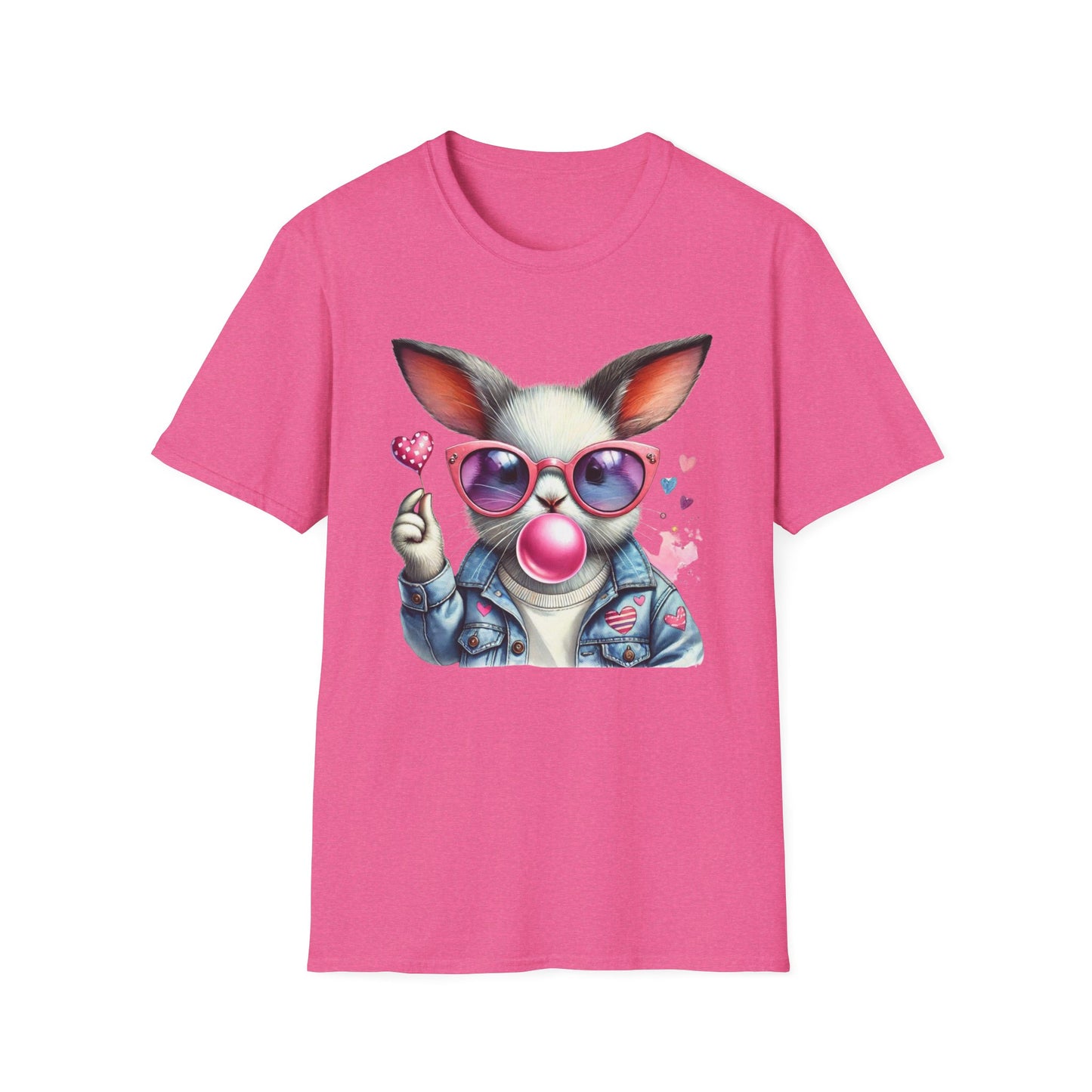 Bubble Gum Bunny Love Graphic Tee, Cute Aesthetic Bunny Rabbit Shirt, Pastel Animal Lover Gift,  Unisex Trendy Bunny Shirt Casual Wear