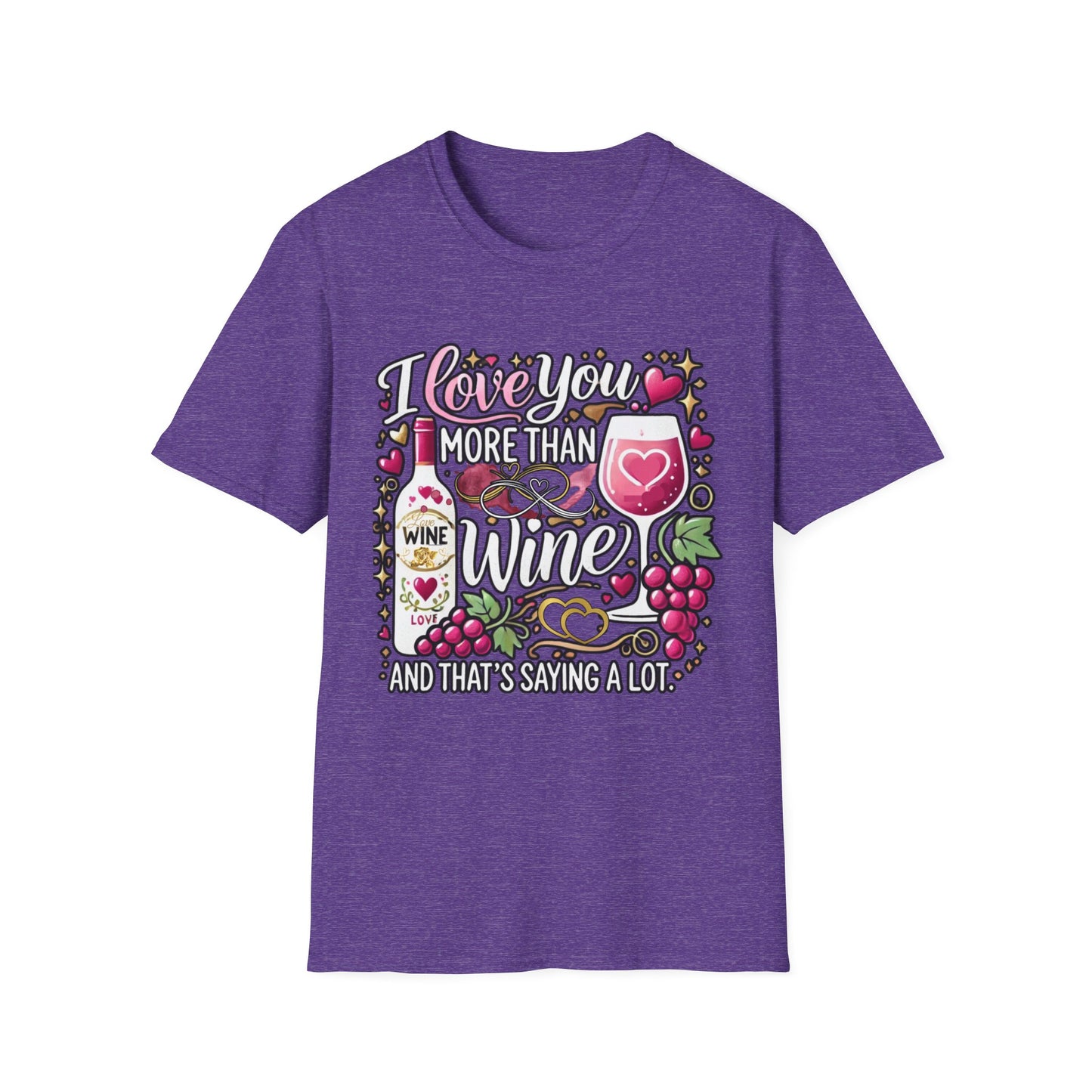 I Love You More Than Wine T-Shirt, Cute Busy Mom Life Tee, Gift for Wine Drinkers, Funny love gift, Birthday, Valentine's Day friend tee