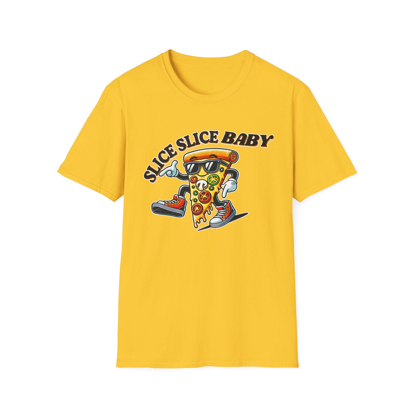 Slice Slice Baby Pizza T-Shirt, Funny Pizza Lover Tee, Foodie Gift, Cool Graphic Tee Casual Wear, Unique Gift Idea, Unisex Softstyle Tee