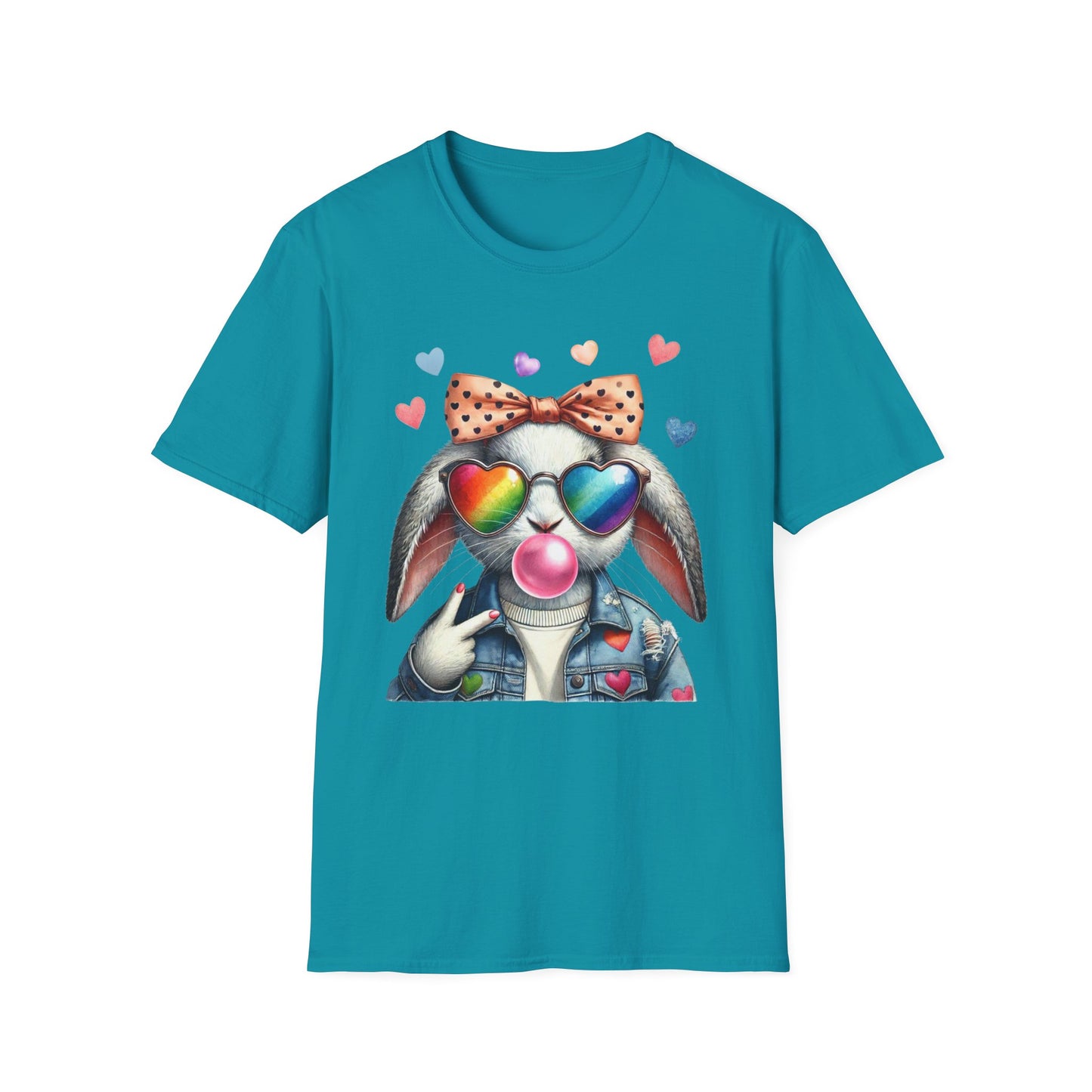 Bubble Gum Bunny Love Graphic Tee, Cute Aesthetic Bunny Rabbit Shirt, Pastel Animal Lover Gift,  Unisex Trendy Bunny Shirt Casual Wear