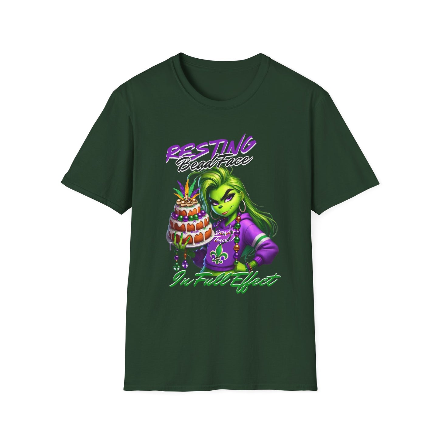 Resting Bead Face Grinch shirt, Mardi Gras Shirt, Grinch Graphic Tee, Fat Tuesday Style, Casual Wear, Unique Gift Idea, Unisex Softstyle Tee