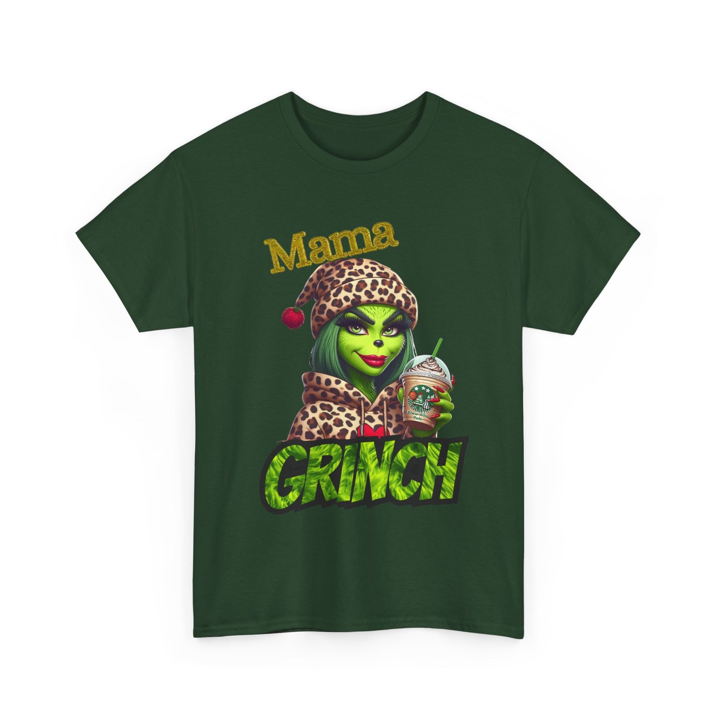 Mama Grinch Unisex Heavy Cotton Tee, Cozy Holiday Shirt, Funny Gift for Moms, Christmas Apparel, Party Tee