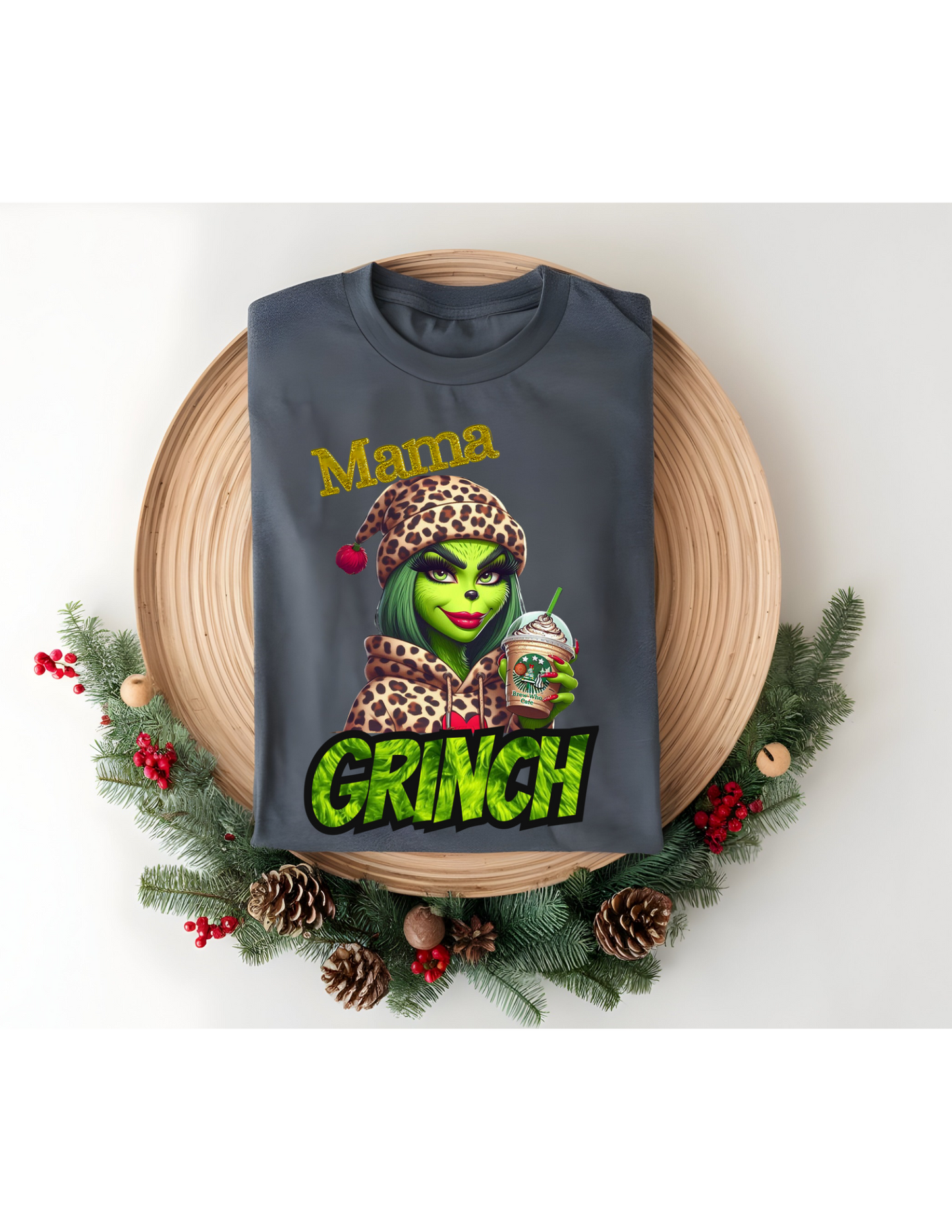 Mama Grinch Unisex Heavy Cotton Tee, Cozy Holiday Shirt, Funny Gift for Moms, Christmas Apparel, Party Tee