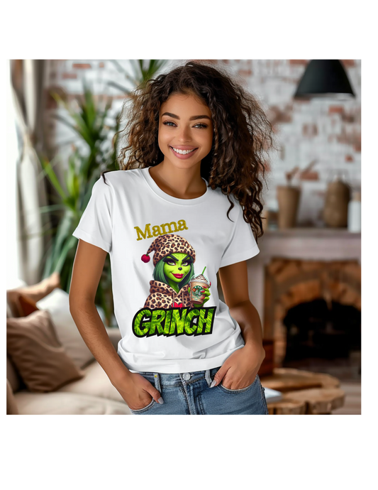 Mama Grinch Unisex Heavy Cotton Tee, Cozy Holiday Shirt, Funny Gift for Moms, Christmas Apparel, Party Tee