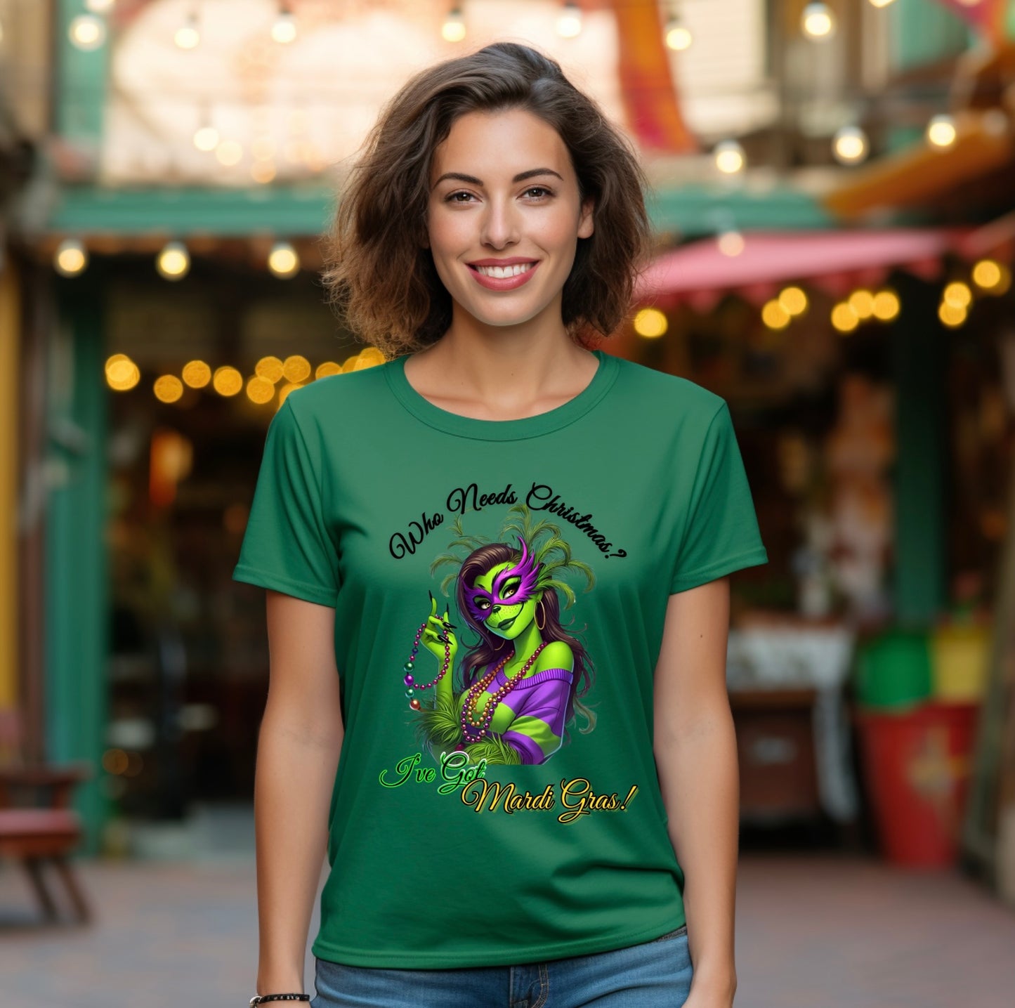 Mardi Gras T-Shirt, Sassy Grinch Graphic Tee, Unisex Softstyle Tee, Carnival Celebration Shirt, Fun Festive Wear, Holiday Gift