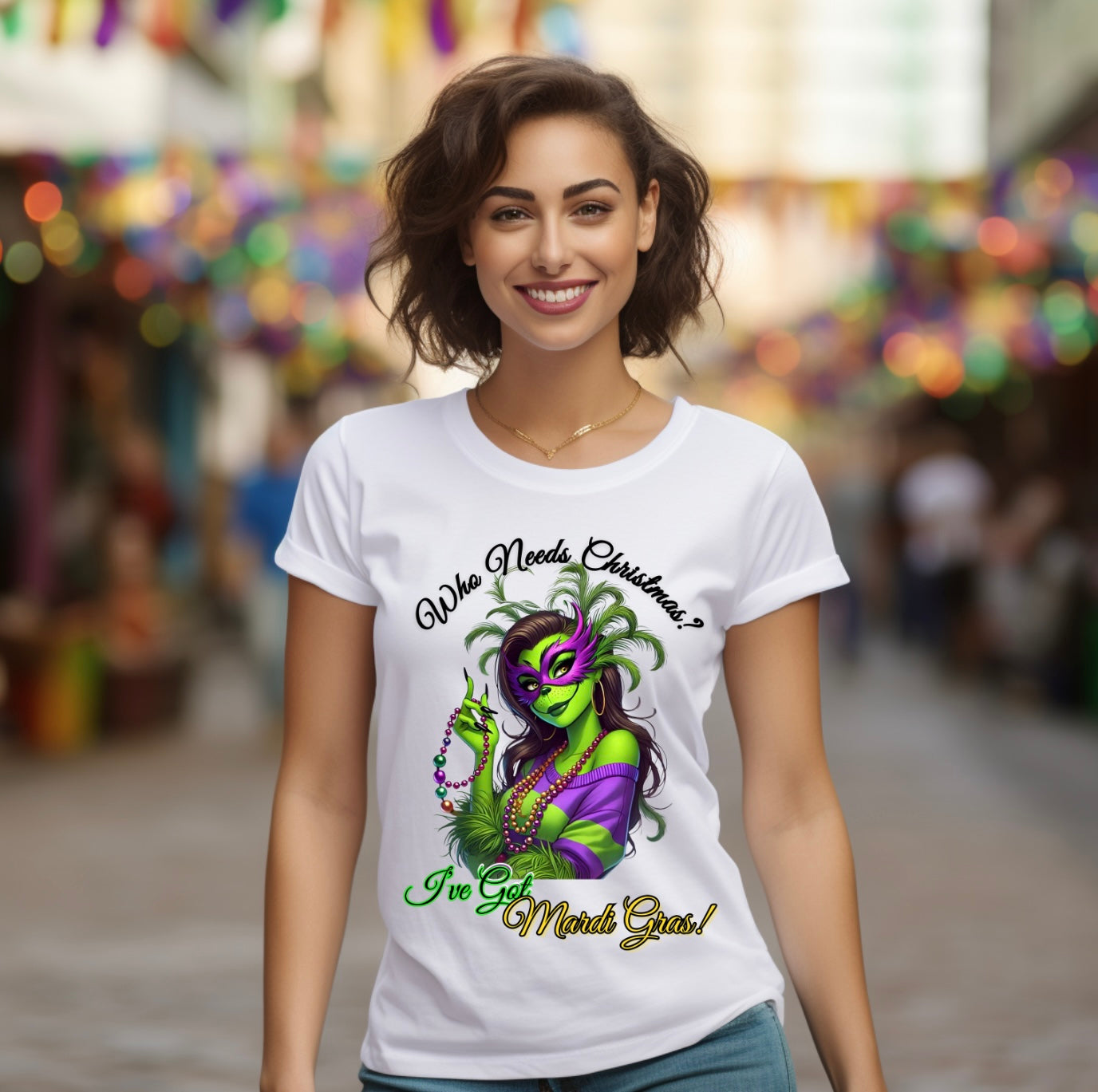 Mardi Gras T-Shirt, Sassy Grinch Graphic Tee, Unisex Softstyle Tee, Carnival Celebration Shirt, Fun Festive Wear, Holiday Gift