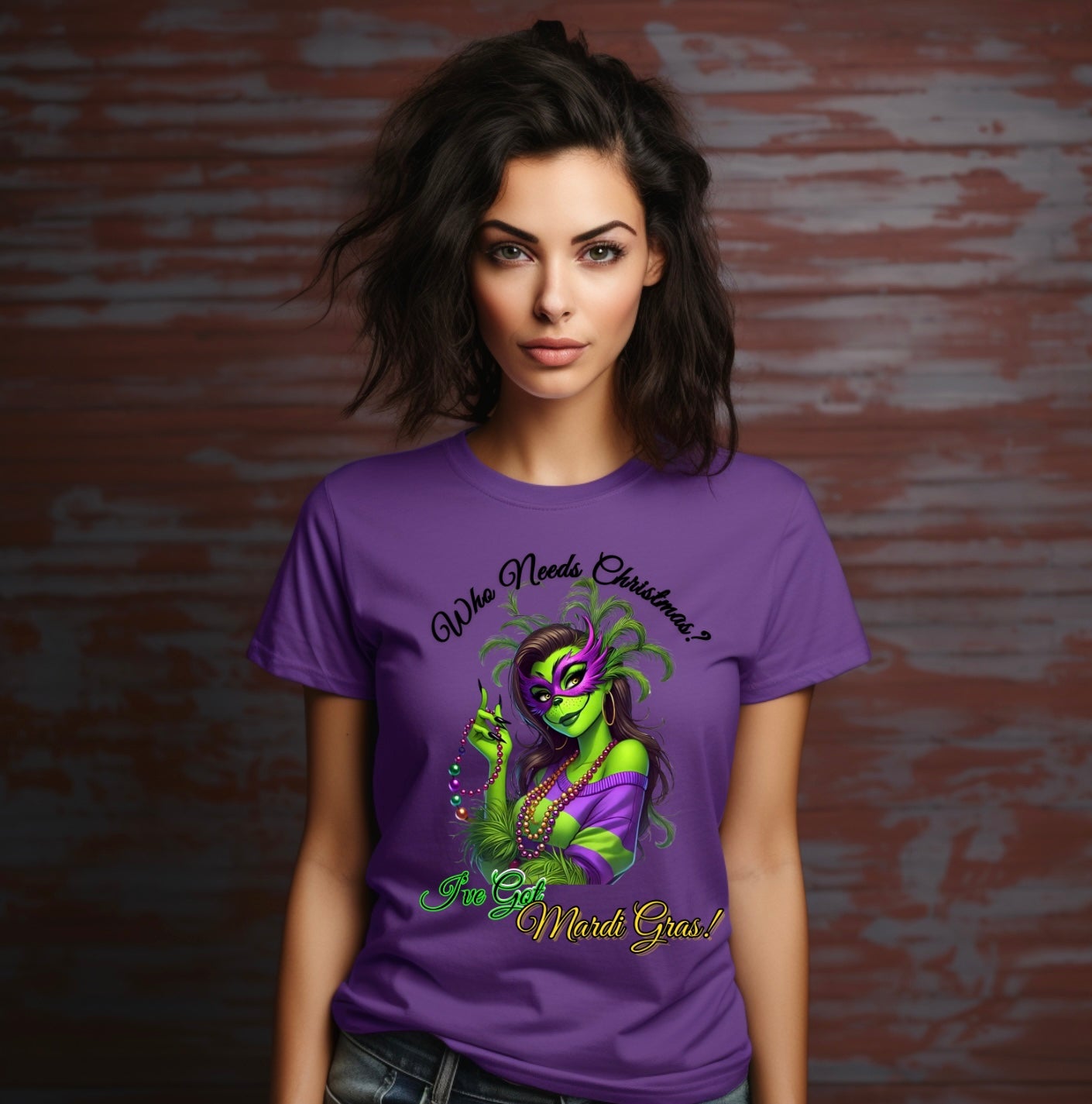 Mardi Gras T-Shirt, Sassy Grinch Graphic Tee, Unisex Softstyle Tee, Carnival Celebration Shirt, Fun Festive Wear, Holiday Gift