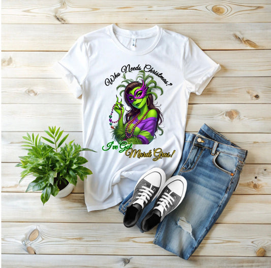 Mardi Gras T-Shirt, Sassy Grinch Graphic Tee, Unisex Softstyle Tee, Carnival Celebration Shirt, Fun Festive Wear, Holiday Gift